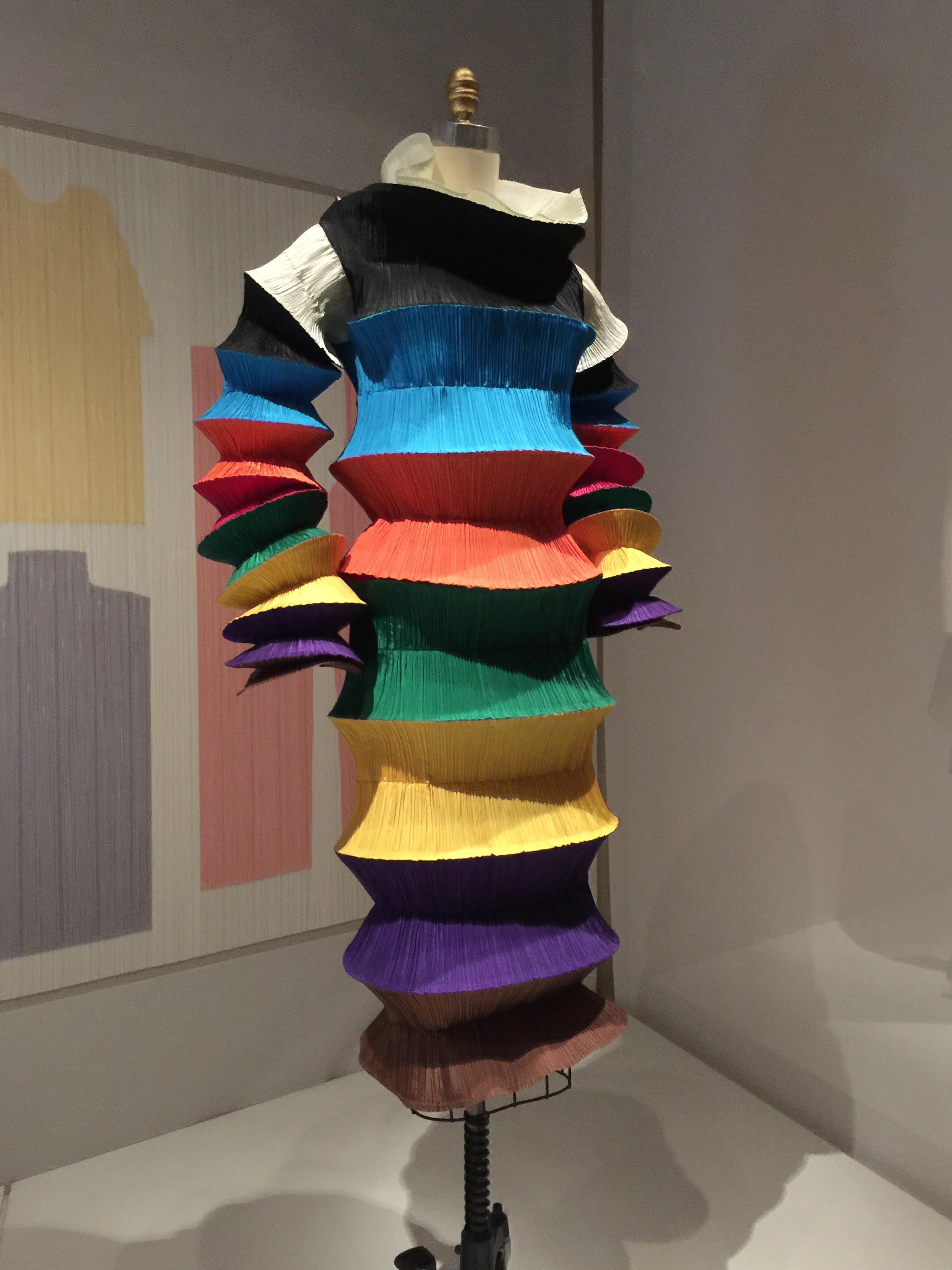 MIYAKE DESIGN STUDIO, Issey Miyake "FLYING SAUCER" DRESS, Spring/Summer 1994, pret-a-porter Machine-garment-pleated, machine-sewn polychrome polyester plain weave