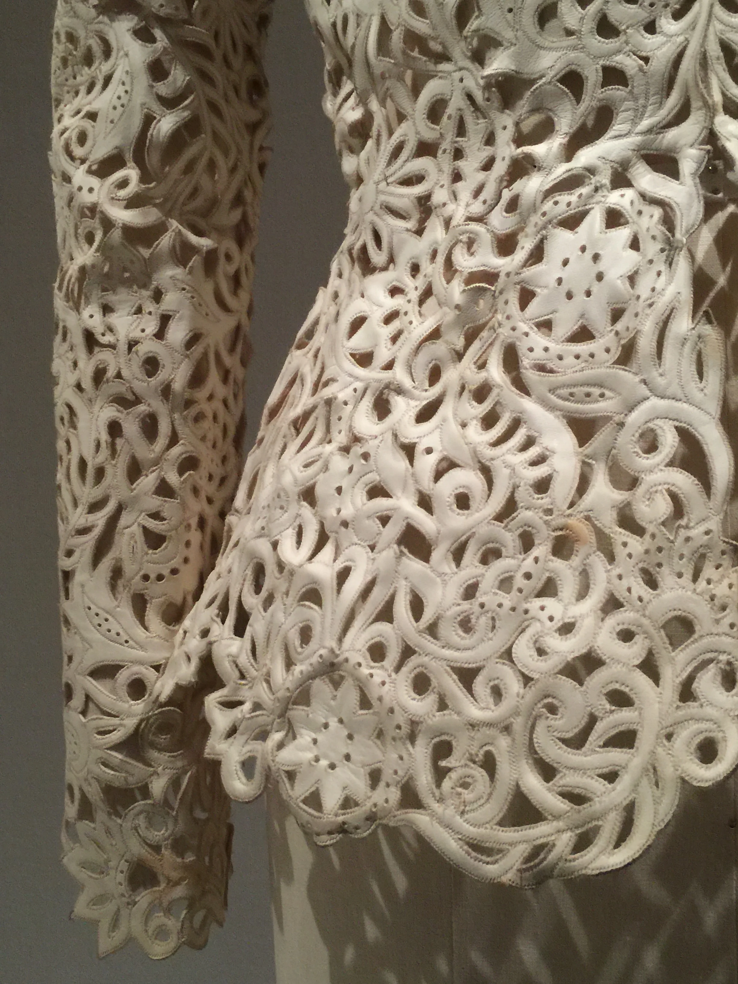 Detail of leather cutwork