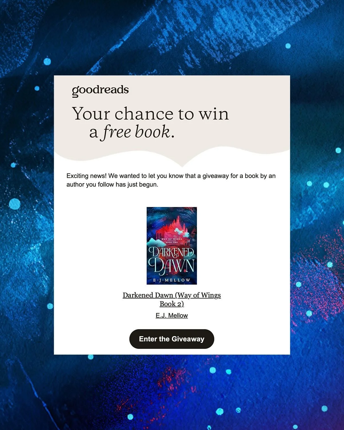 SPRINT!! @goodreads giveaway is now live for #DarkenedDawn! 

Link in stories and searchable on GR. Aaaaah!