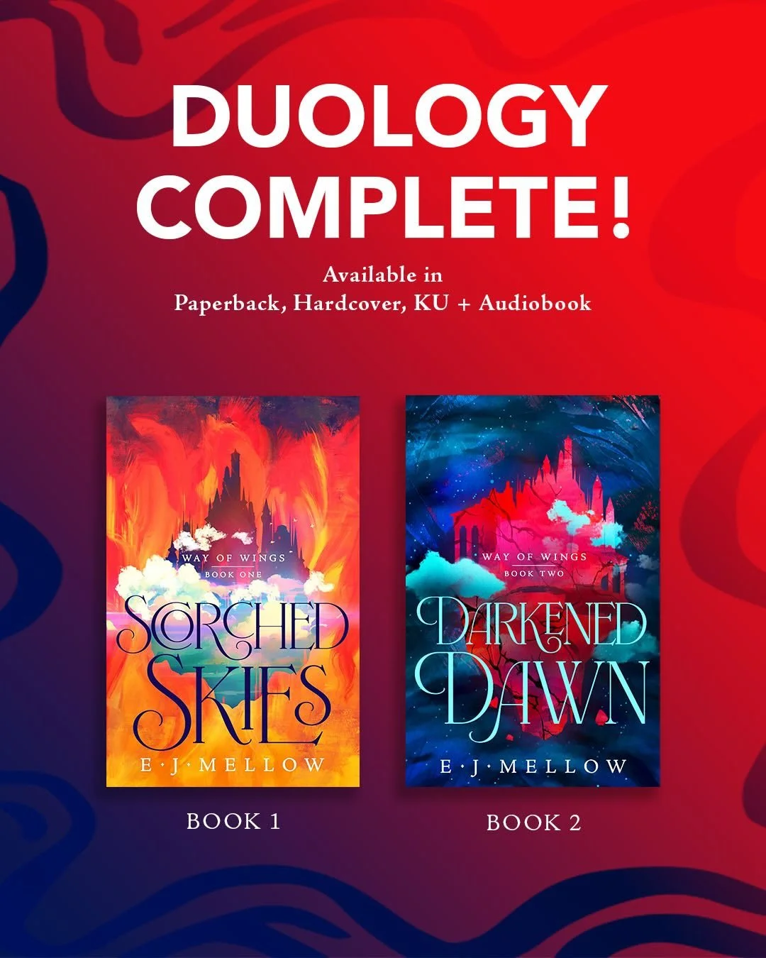 The Way of Wings duology is now complete! 
If you love a Icarus inspired romantasy with a royal falling for a commoner, wings, horns, animal familiars and magic, this story is for you! Book 1 is also ON SALE right now in the US! Grab for only $2.49 (