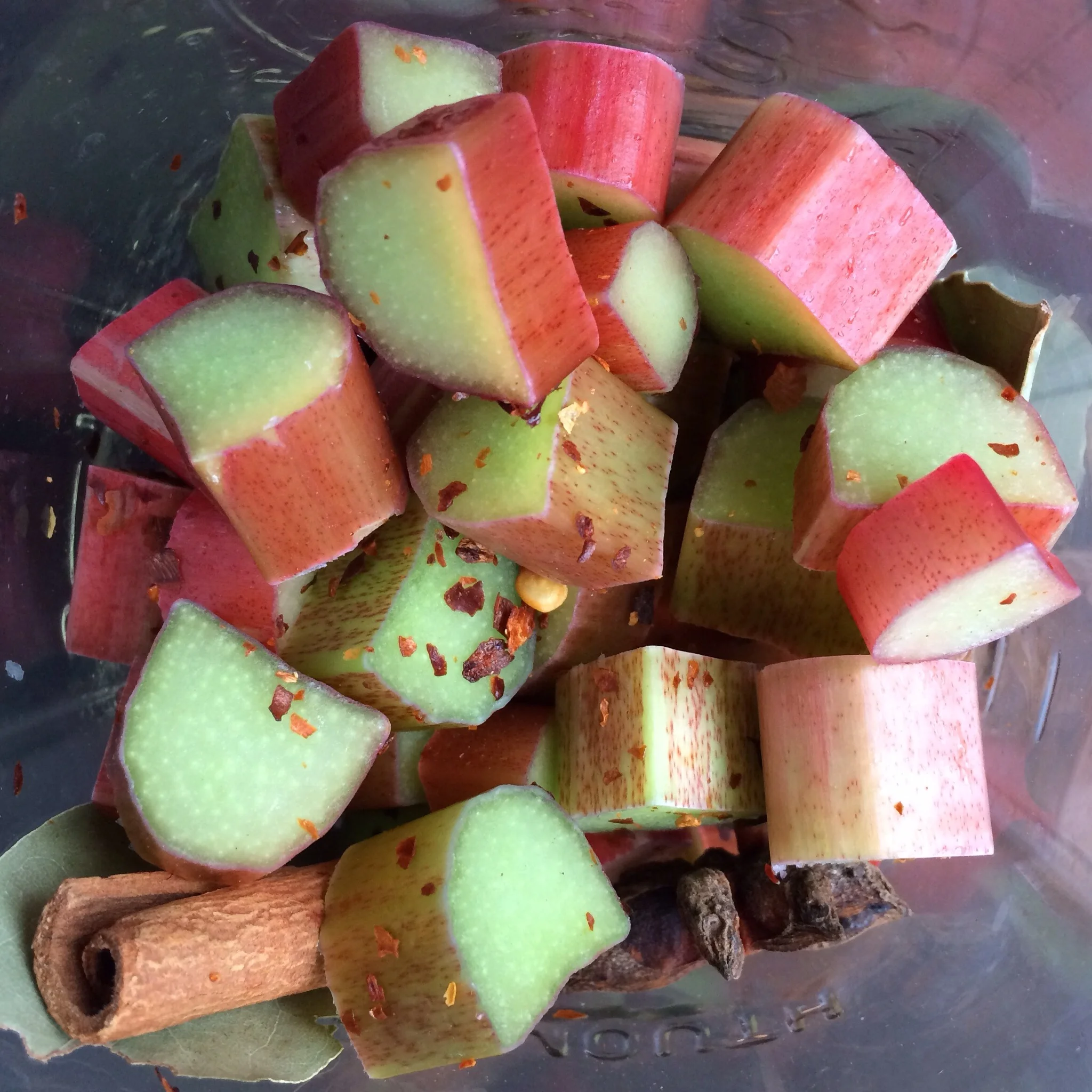 Trying a new recipe - rhubarb refrigerator pickles.