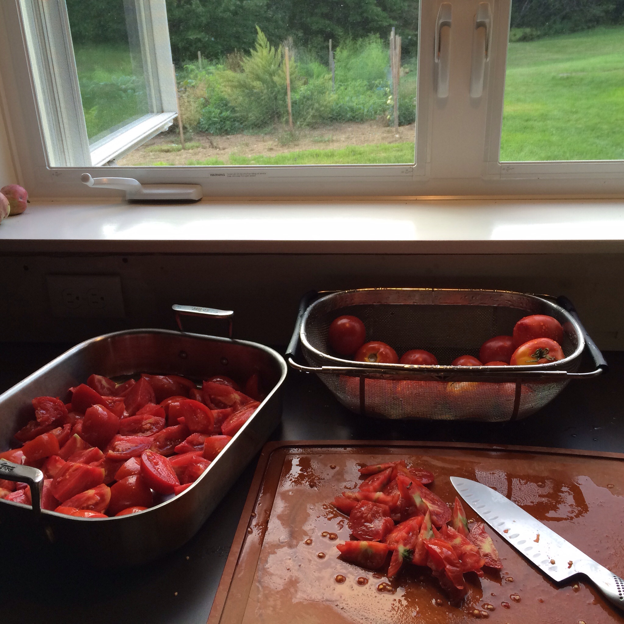 I love my kitchen work counter. Being able to look out on the garden and the pond beyond is pure joy.