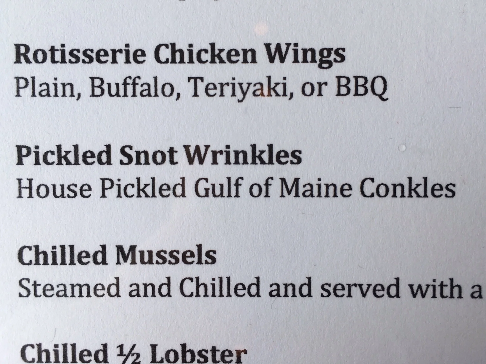 The menu