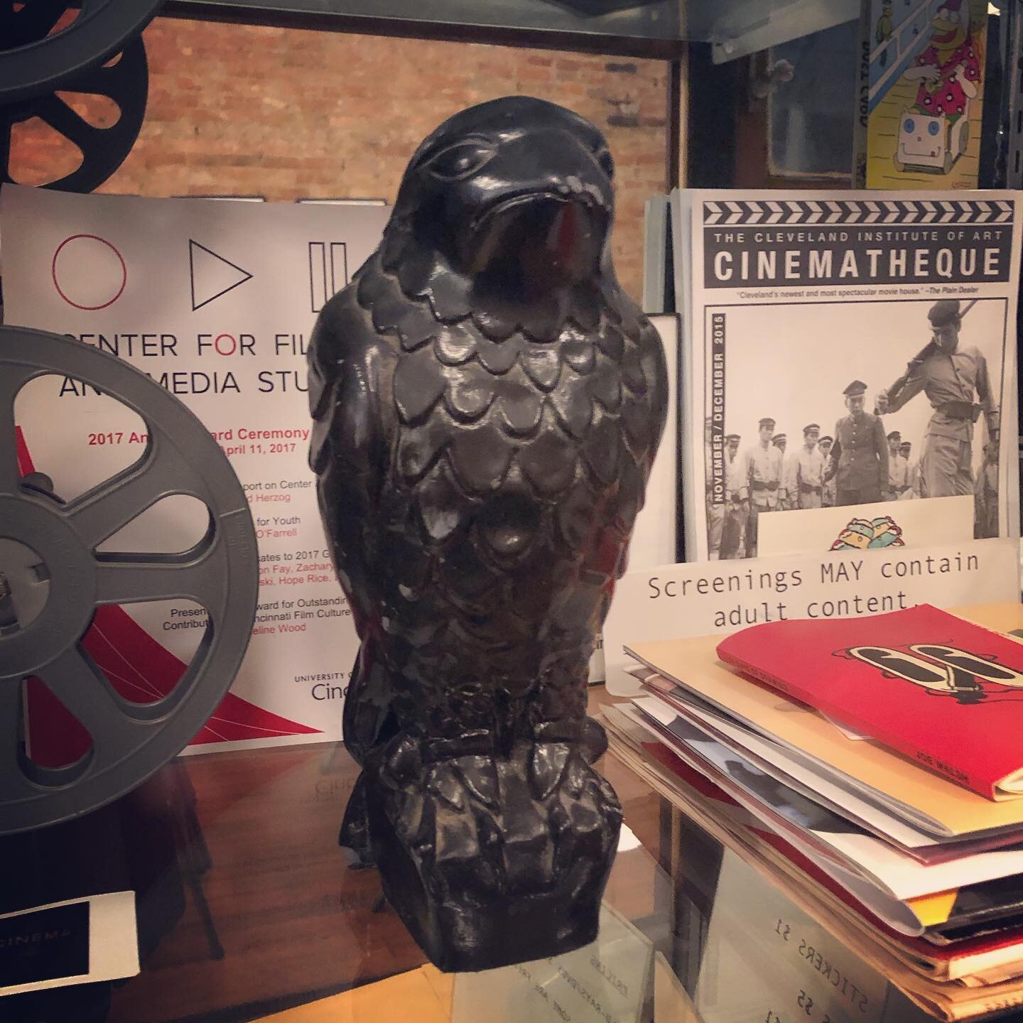 Our own Maltese Falcon has been witness to every moment of filmic splendor. And quietly protected us.

We finally chipped away at its surface. 
It&rsquo;s made of old chewing gum.