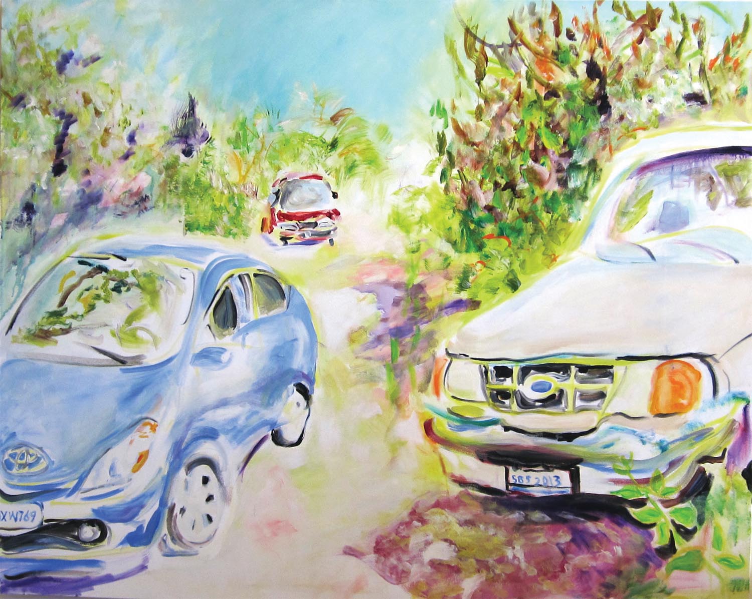 1994 Ford Ranger, 1997 ToyotaPrevia, 2007 Toyota Prius	acrylic on canvas	48” x 60” 	2012		 