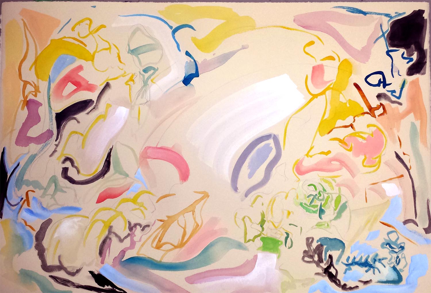Untitled (white brushstrokes), gouache on paper, 22" x 30" 2014