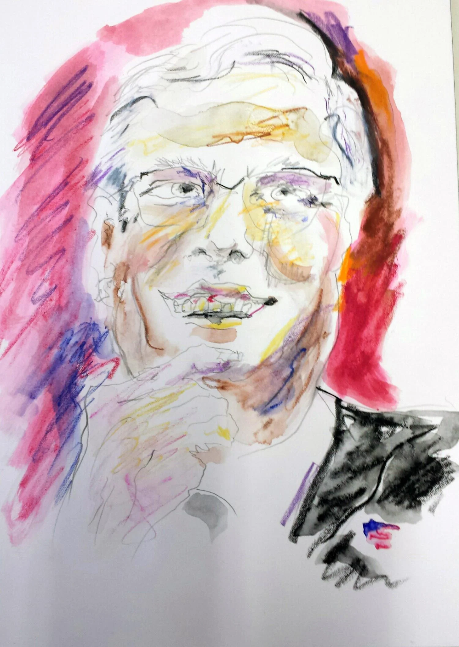 Jeb Bush, mixed-media on paper, 12" x 9" 2015