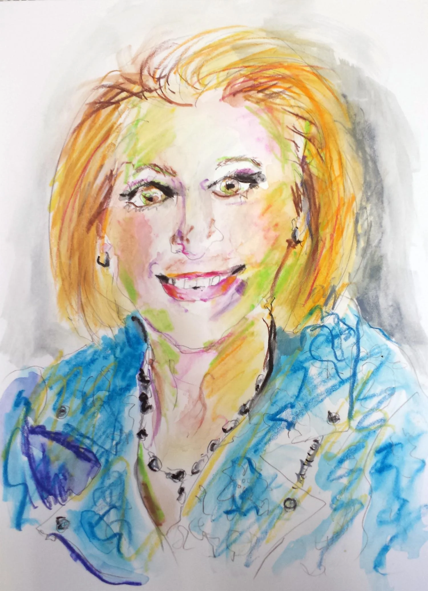 Carly Fiorina, mixed-media on paper, 12" x 9" 2015