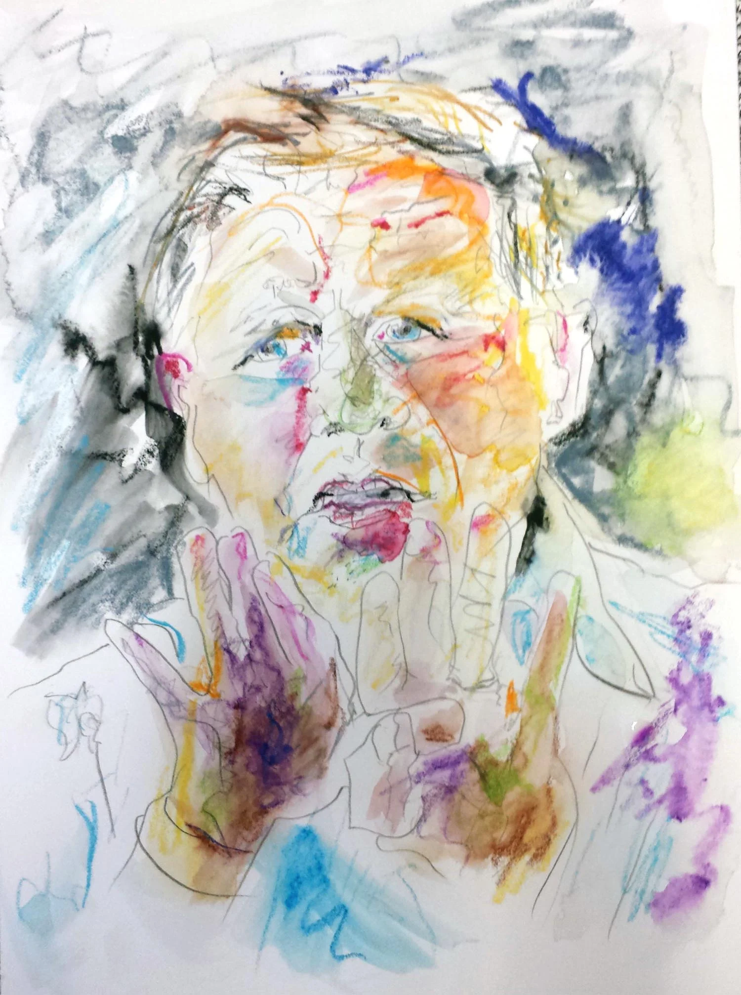 John Kasich, mixed-media on Arches paper, 12" x 9" 2015