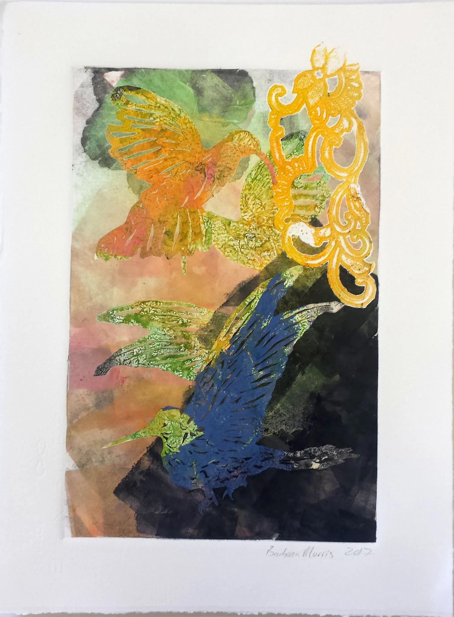 Hummingbird Series XII, monotype, 15" x 11" 2017