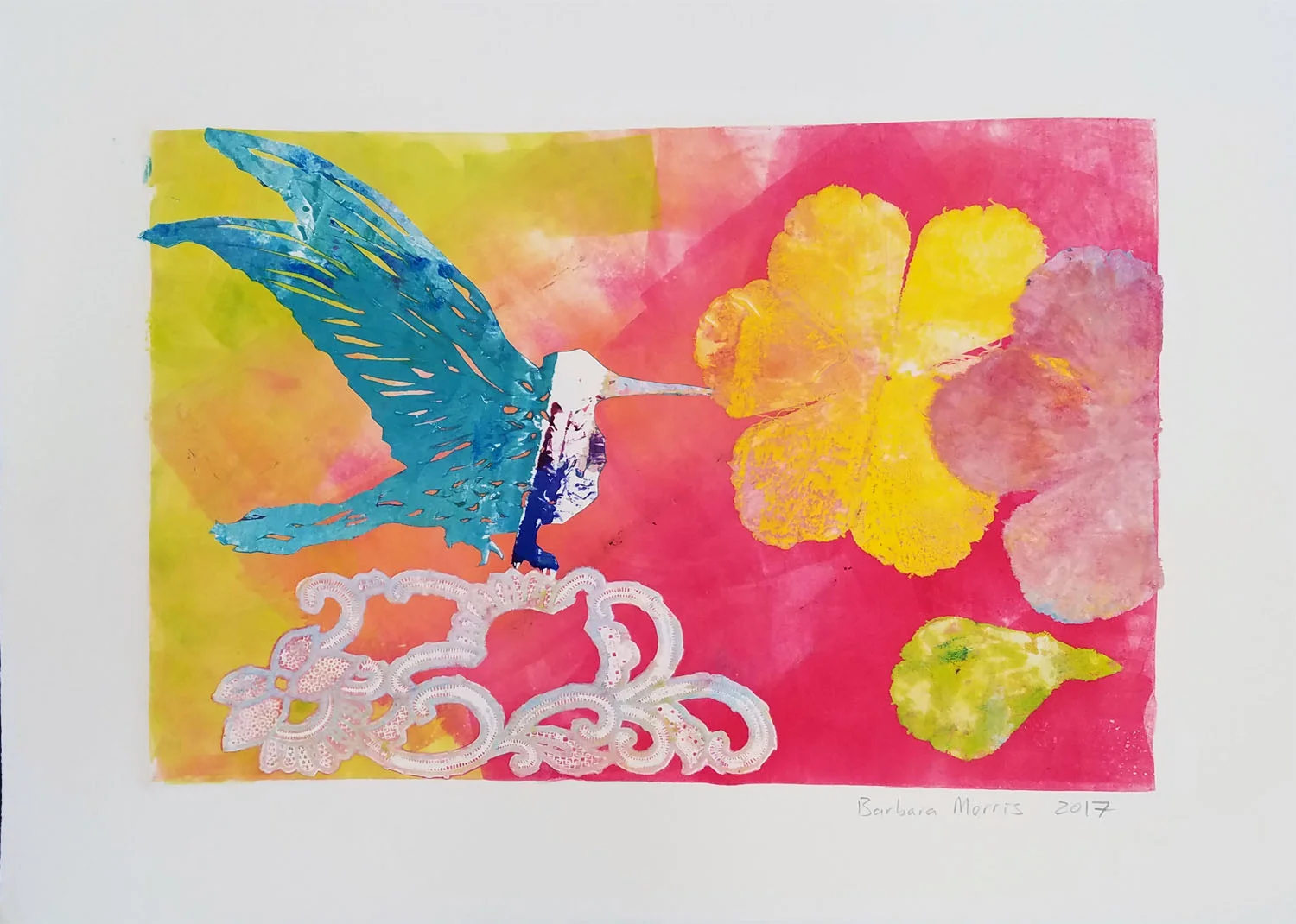 Hummingbird Series XV, monotype, 11" x 15" 2017