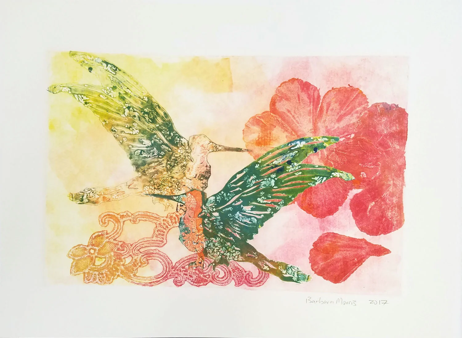 Hummingbird Series XIV, monotype, 11" x 15" 2017