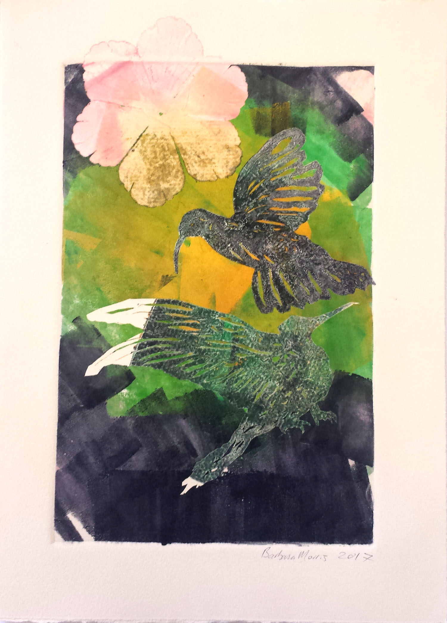 Hummingbird Series XI, monotype, 11" x 15" 2017