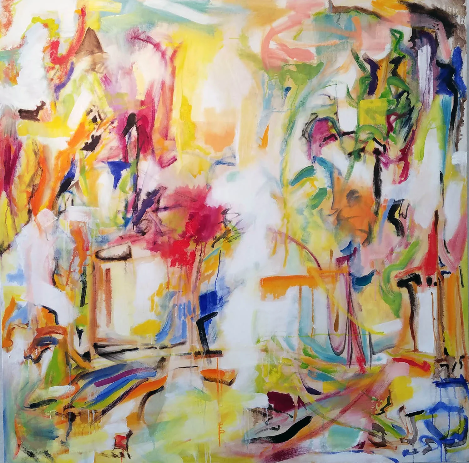 Koi Pond Improvisation I, 48" x 48" oil on canvas 2018
