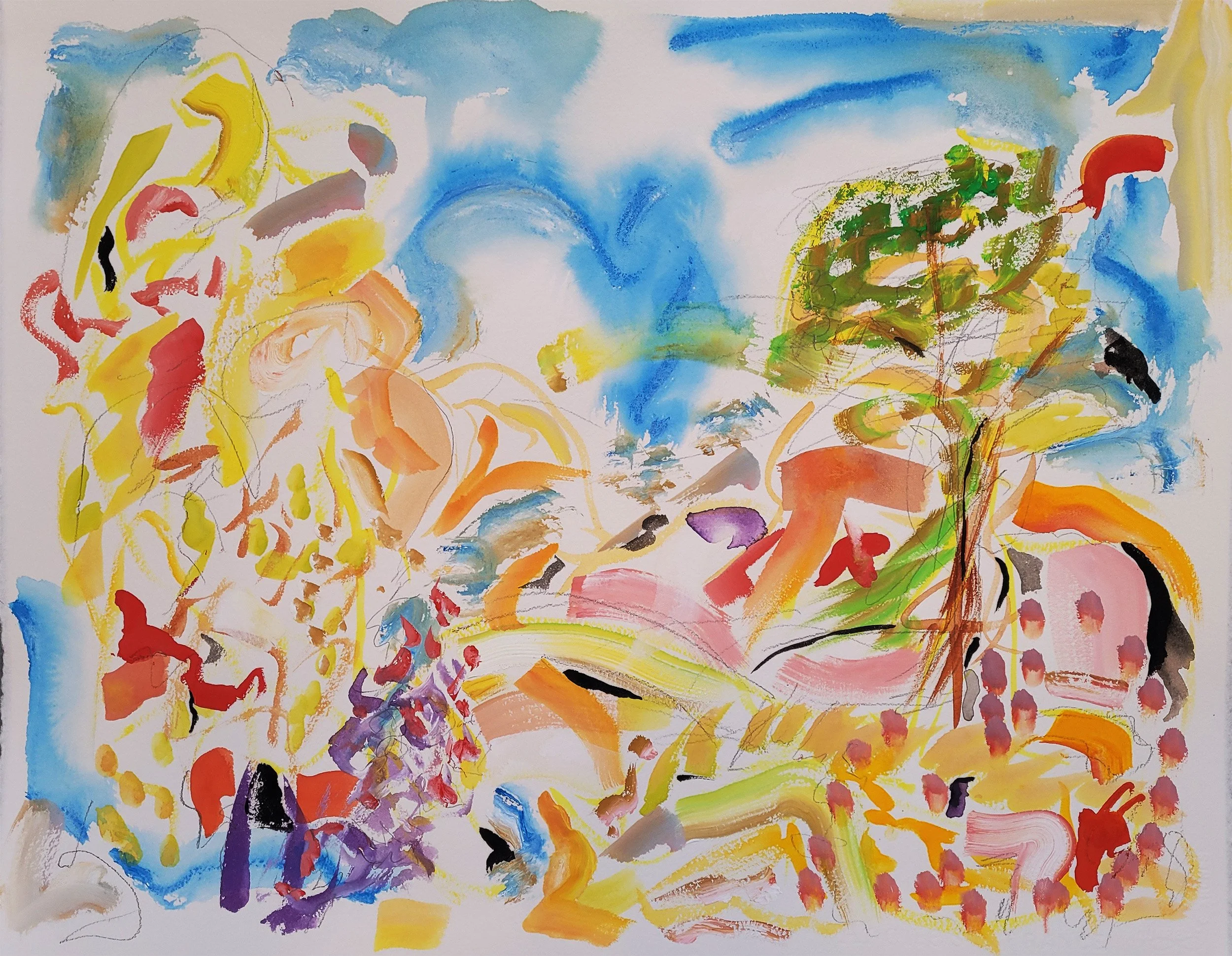 Untitled 3 gouache on paper 16" x 20" 2022