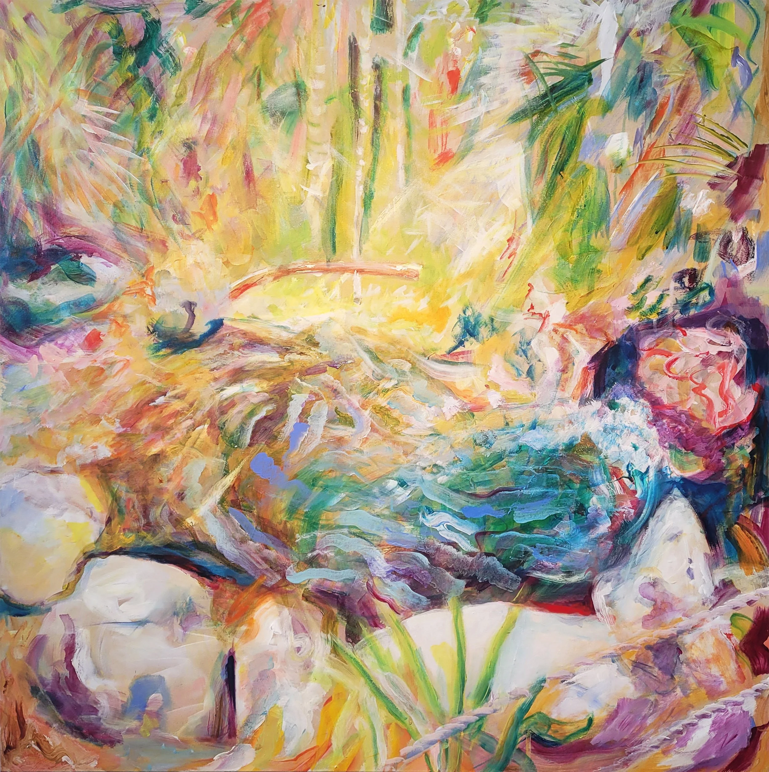 Chasing Waterfalls acrylic on canvas 48" x 48" 2024