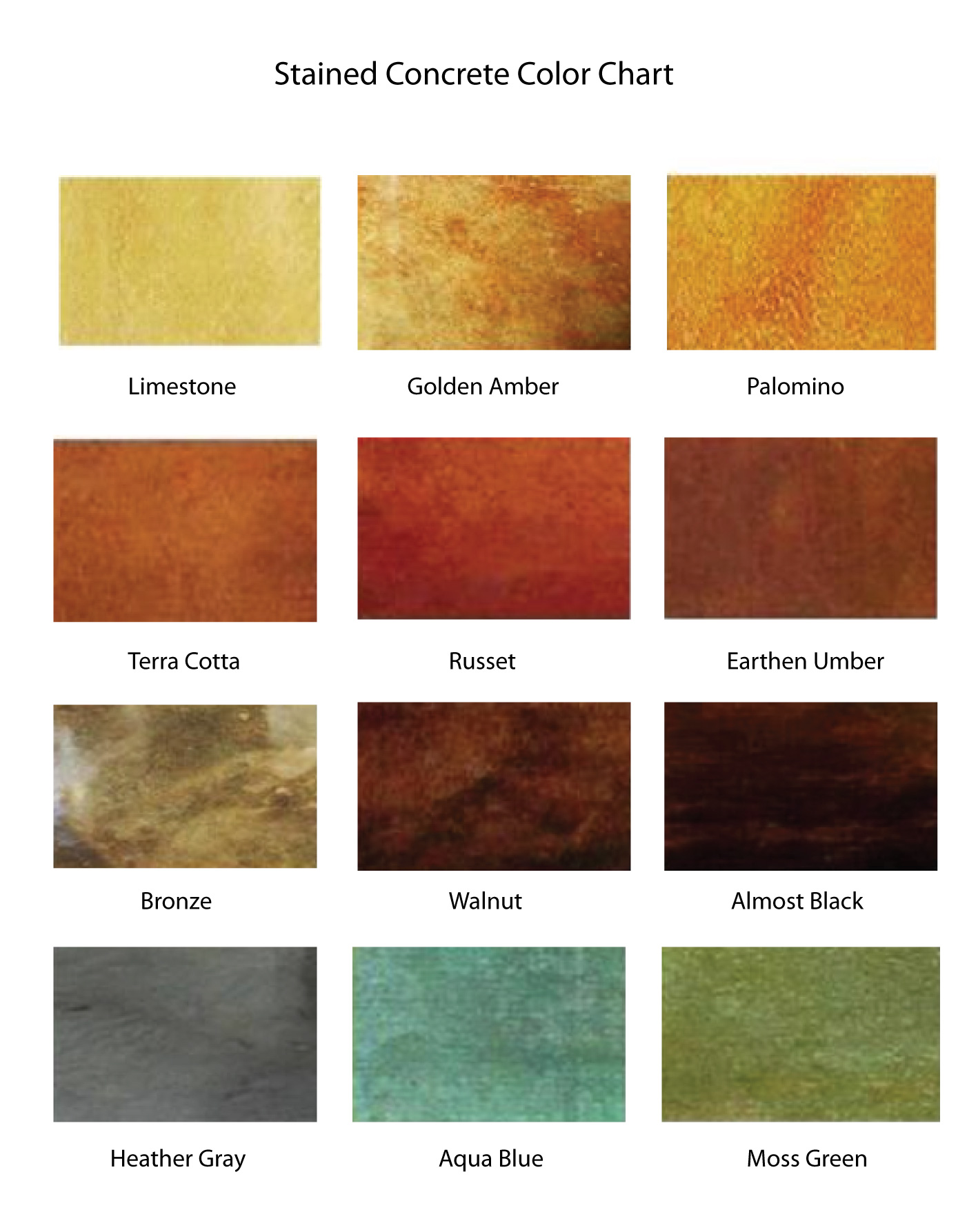 Stained Concrete Colors Chart