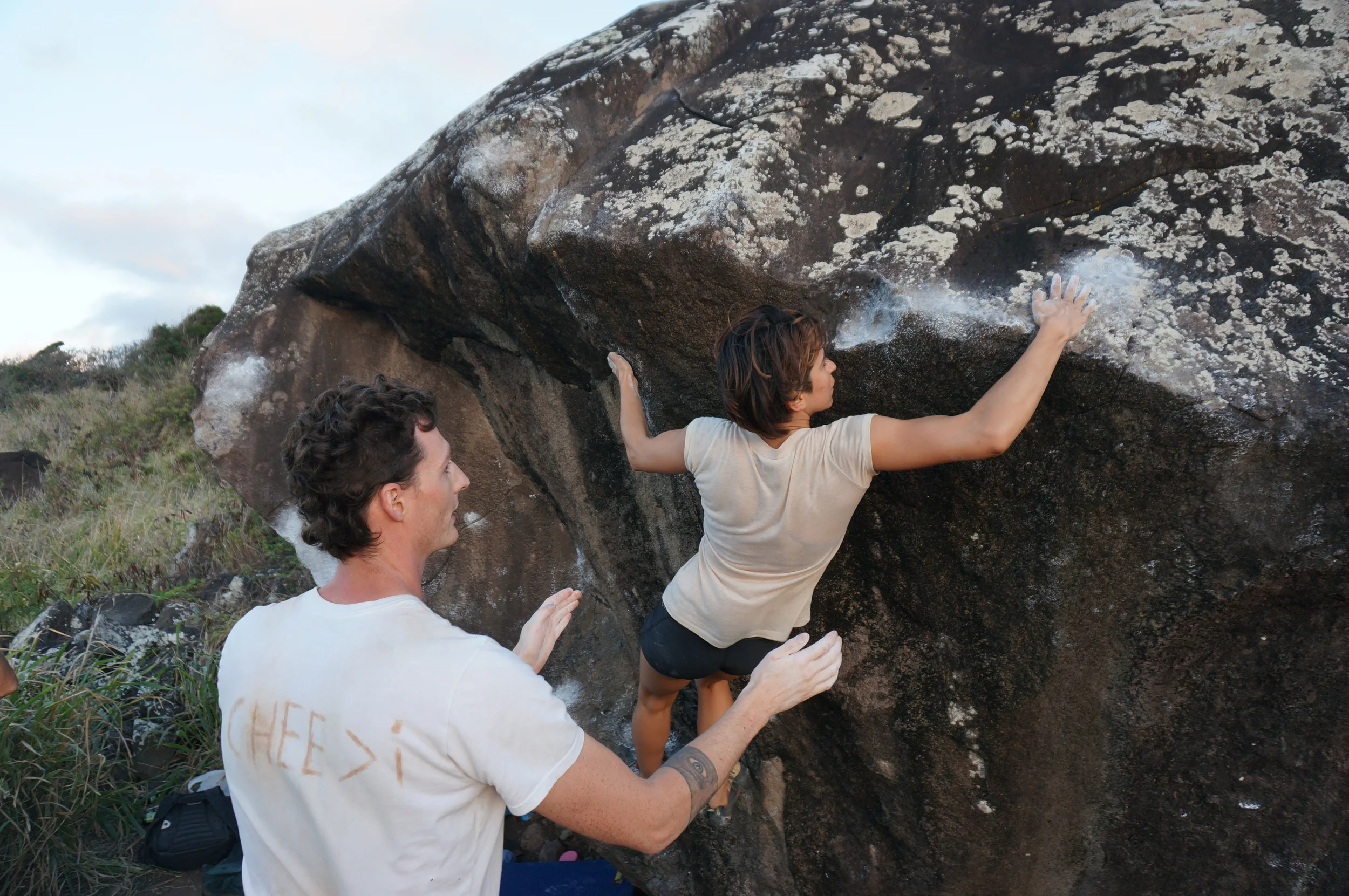 Sara on PB No J at Angel's Boulder.