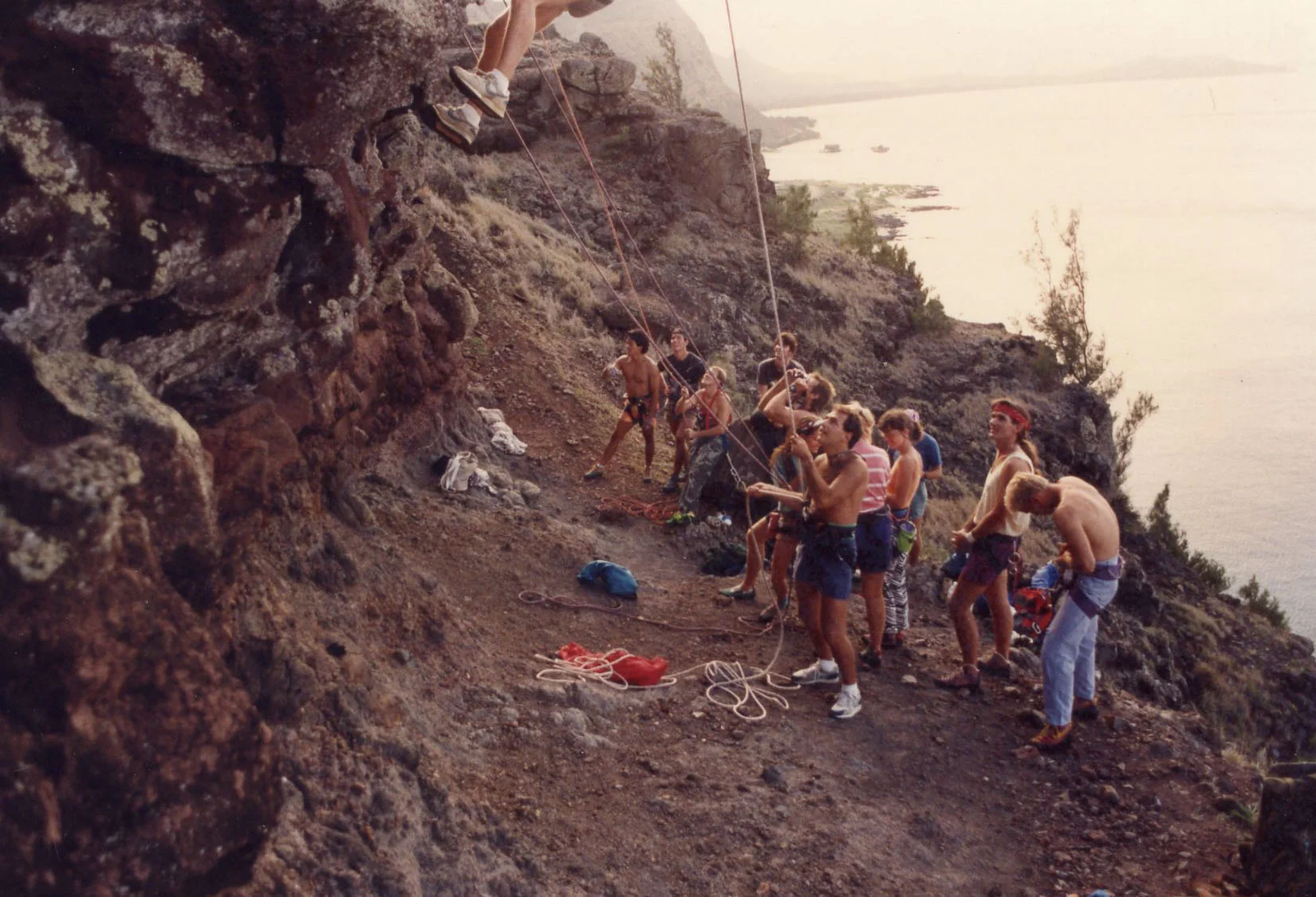 Busy day at Makapu'u, 1991. "Makapu'u was a favorite" back then and is still one of Hawaii's most popular crags.
