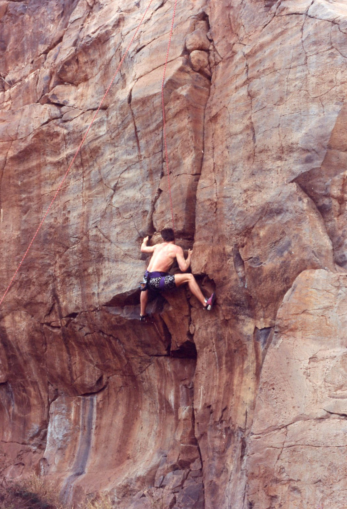 Uknown climber, Makakilo Wall, 1991.