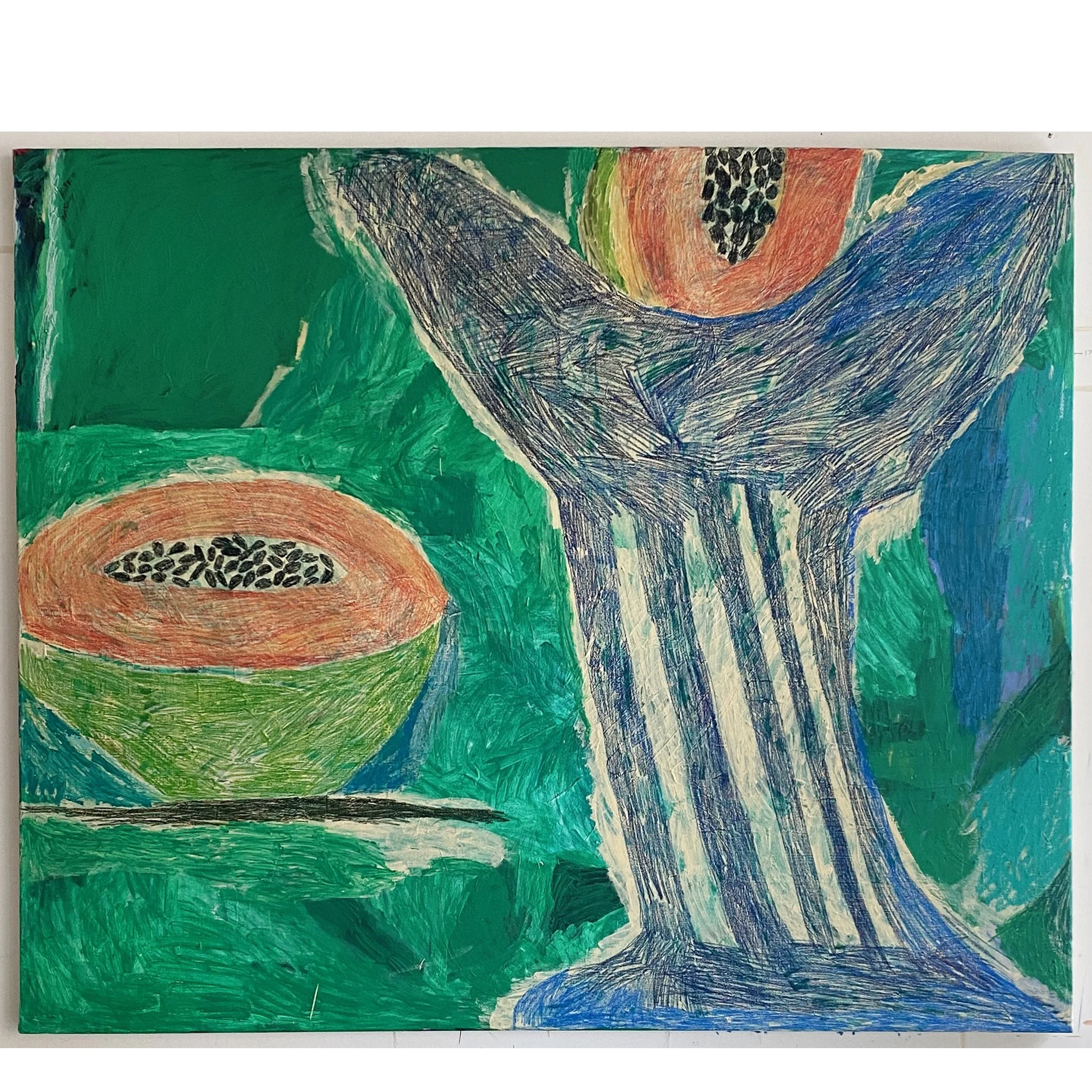 Papaya and Blue Bowl (lg) sq.jpg