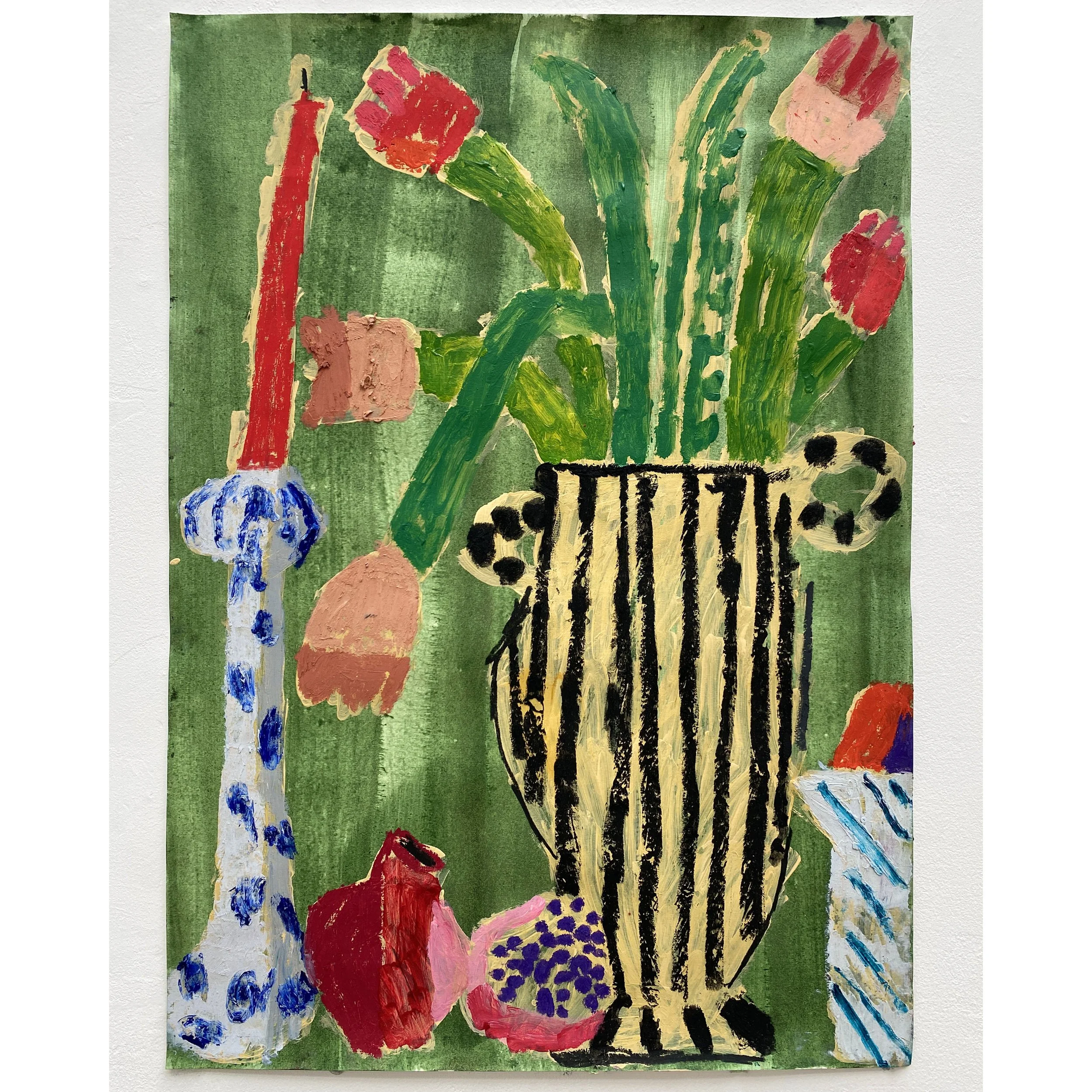 Tulips and Pomegranates on Green 2 Sq.jpg