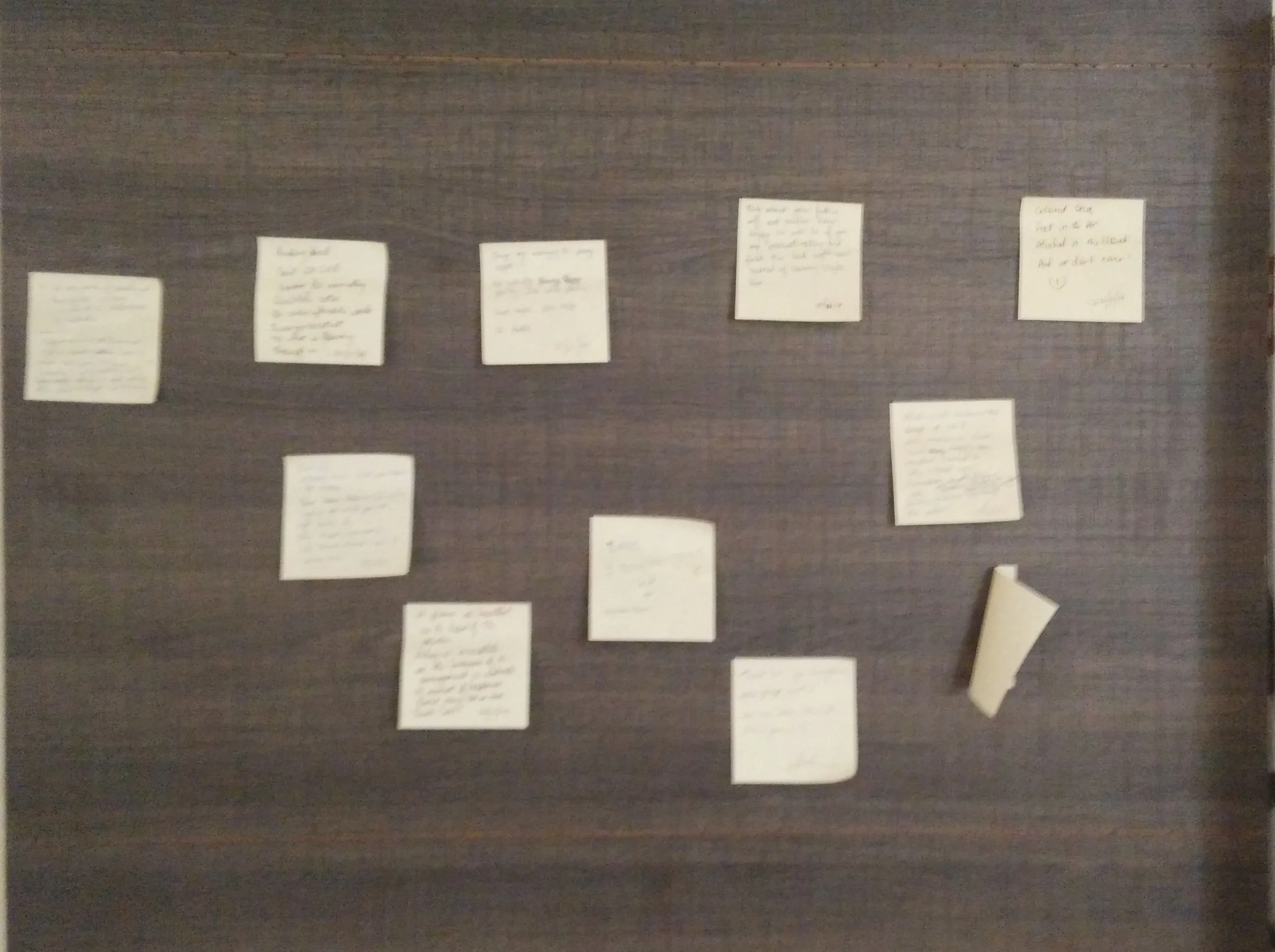 Post-Its with small Haikus on my wall