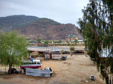 The stream across the hotel