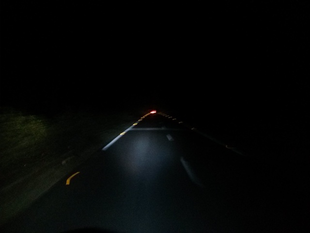 Just follow the taillight and do as the guy in front does. Trust the light