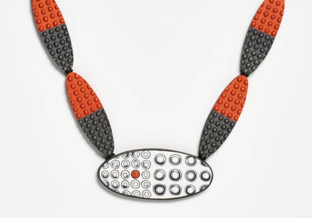 Graphite and Burnt Orange Dot Necklace.jpg