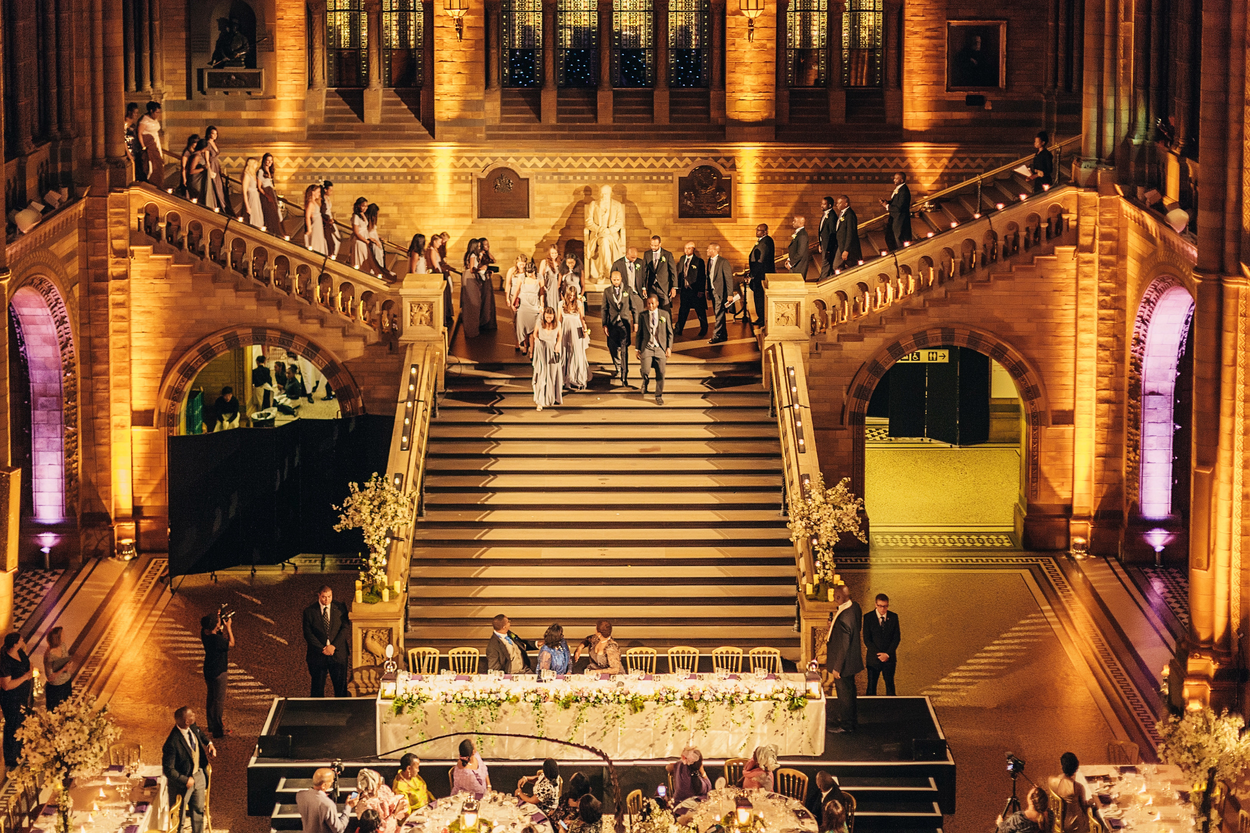 Wedding Videography Still - The wedding party arrives at the Natural History Museum (Copy)