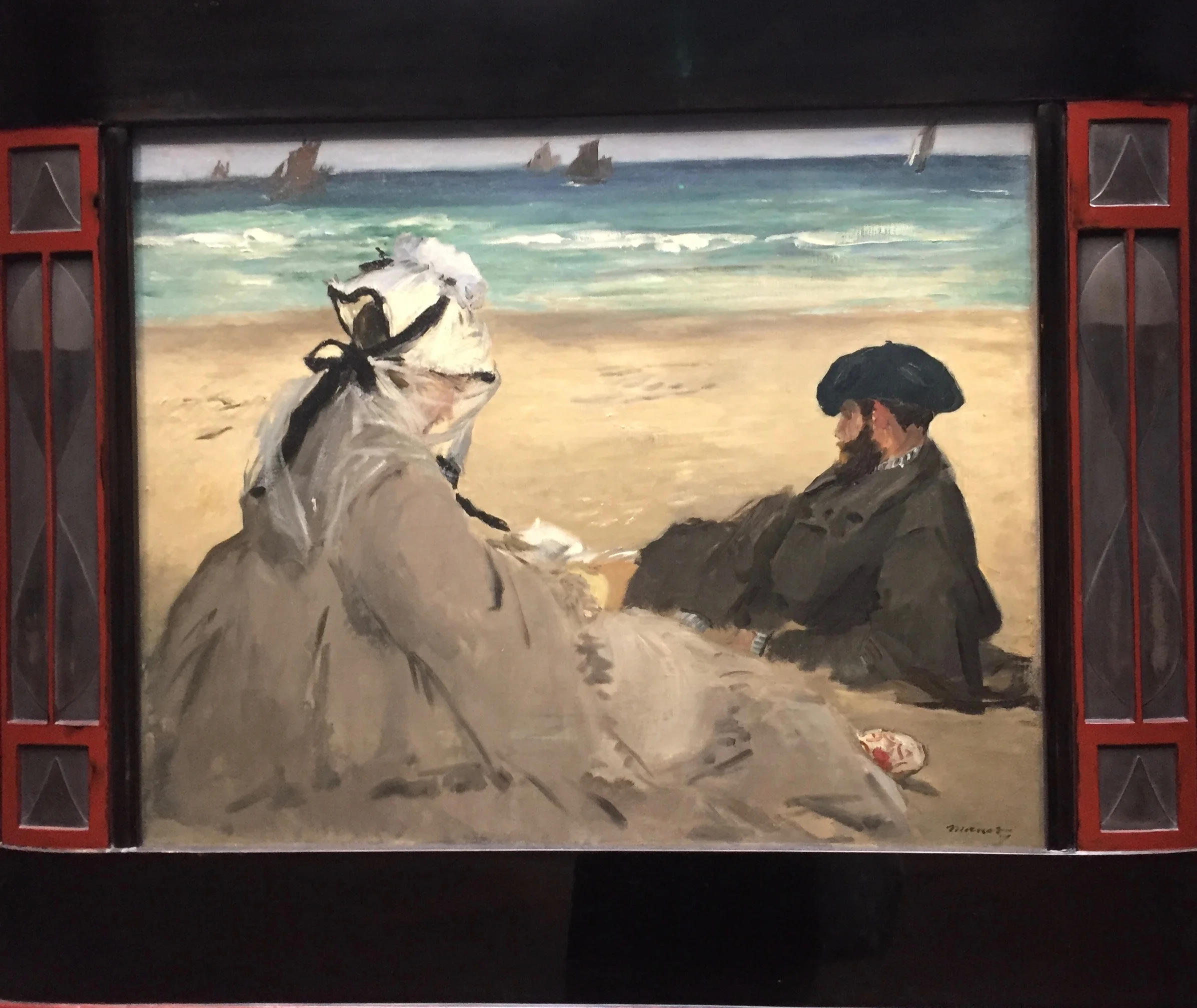  There was a huge brouhaha in Europe last summer about the  "birkini ban"  on French beaches. When I saw this painting at the d'Orsay, I thought about how French women used to get all bundled up on the beach during the Impressionist era. What's the b