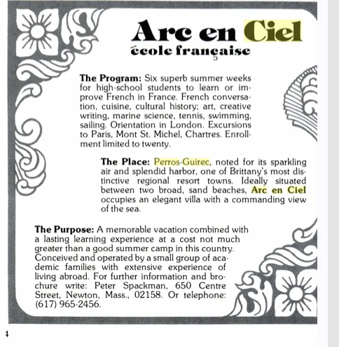 Through the wonders of the internet, I was able to find the ad my father saw in the back of the Princeton Alumni magazine that resulted in my happy summer.