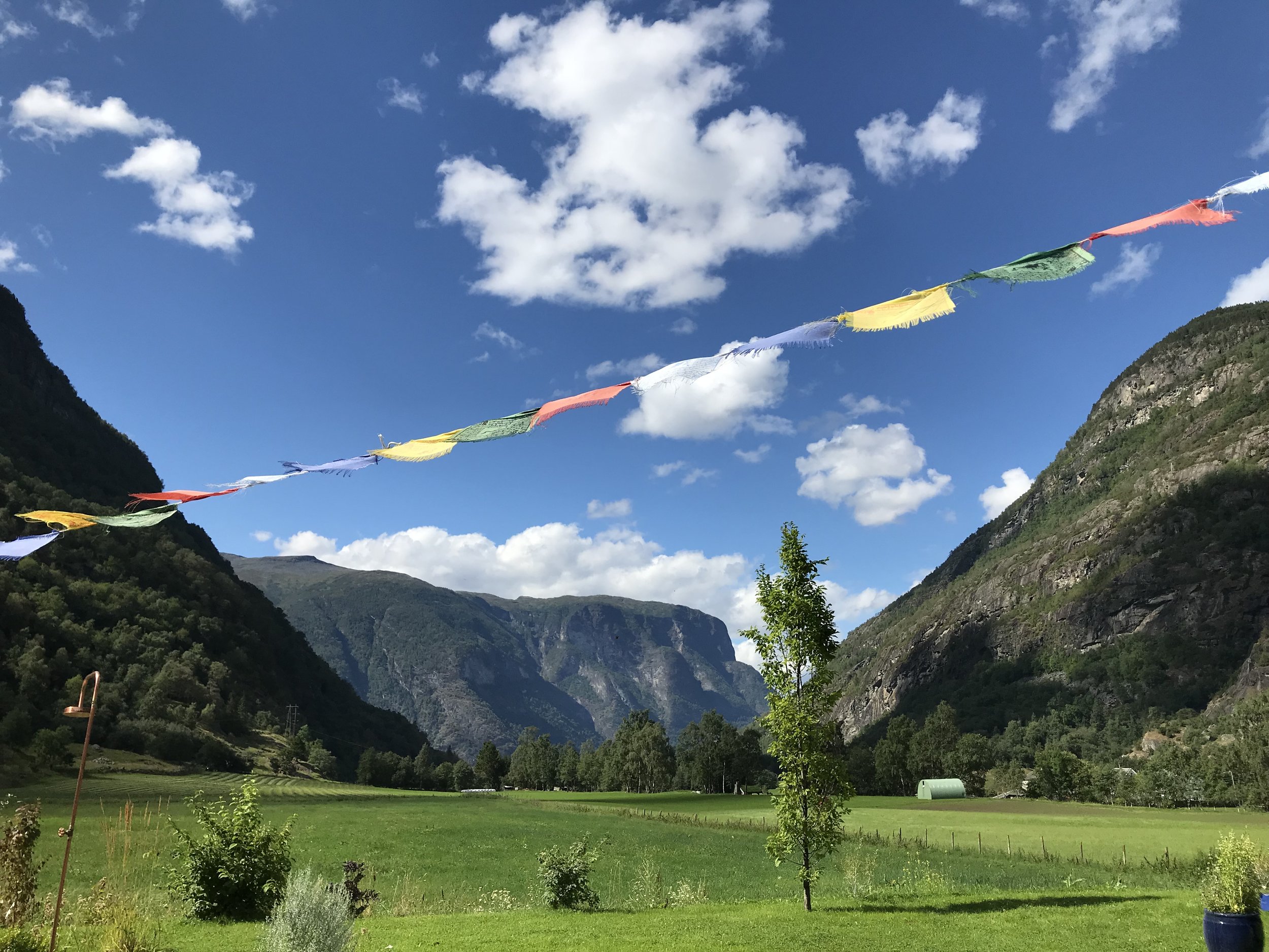  When I first saw these Nepali prayer flags and didn’t yet know about the owner’s connection to Nepal, I thought it was an example of what Rachel and her friend Nancy have christened “namaste bullshit”. It’s a catch-all for the overuse of yoga lingo,