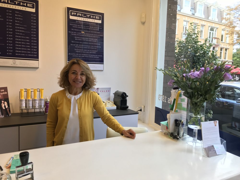  This is Zeynep, who runs the dry cleaner/tailor shop in our neighborhood. She moved to Amsterdam from Turkey when she was a child. She has been one of my very favorite Dutch teachers and pals. Dry cleaning is much more expensive here than in the U.S