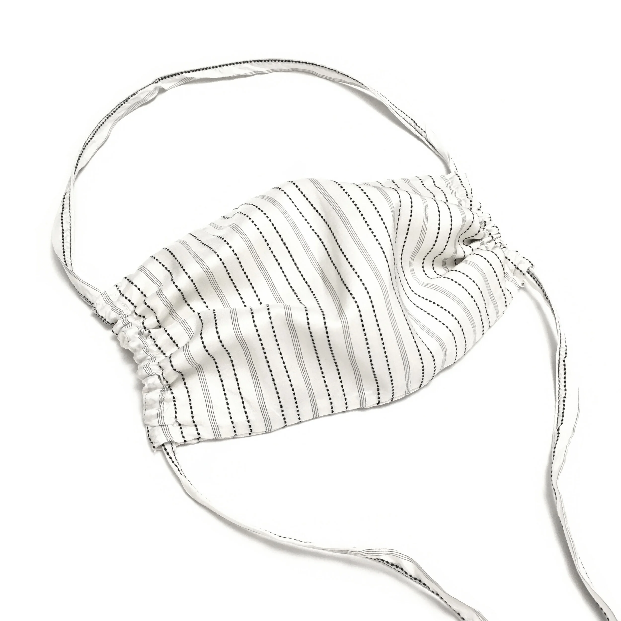Pinstripe Silk Face Mask — Krystell Barraza