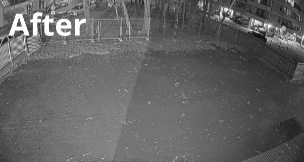 After cleaning: clearer outdoor surveillance camera view
