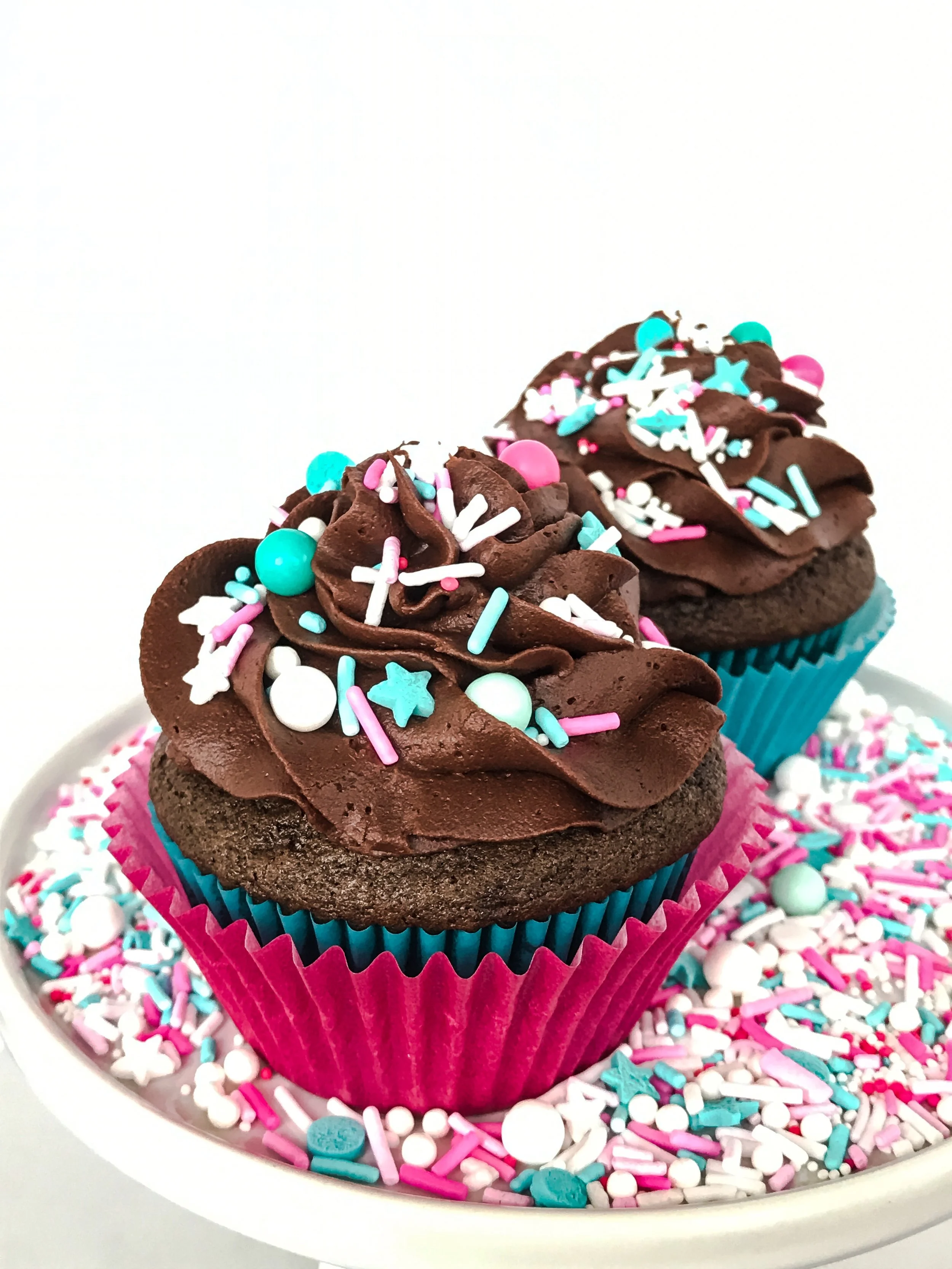 Devil's Food cupcakes topped with rich chocolate frosting