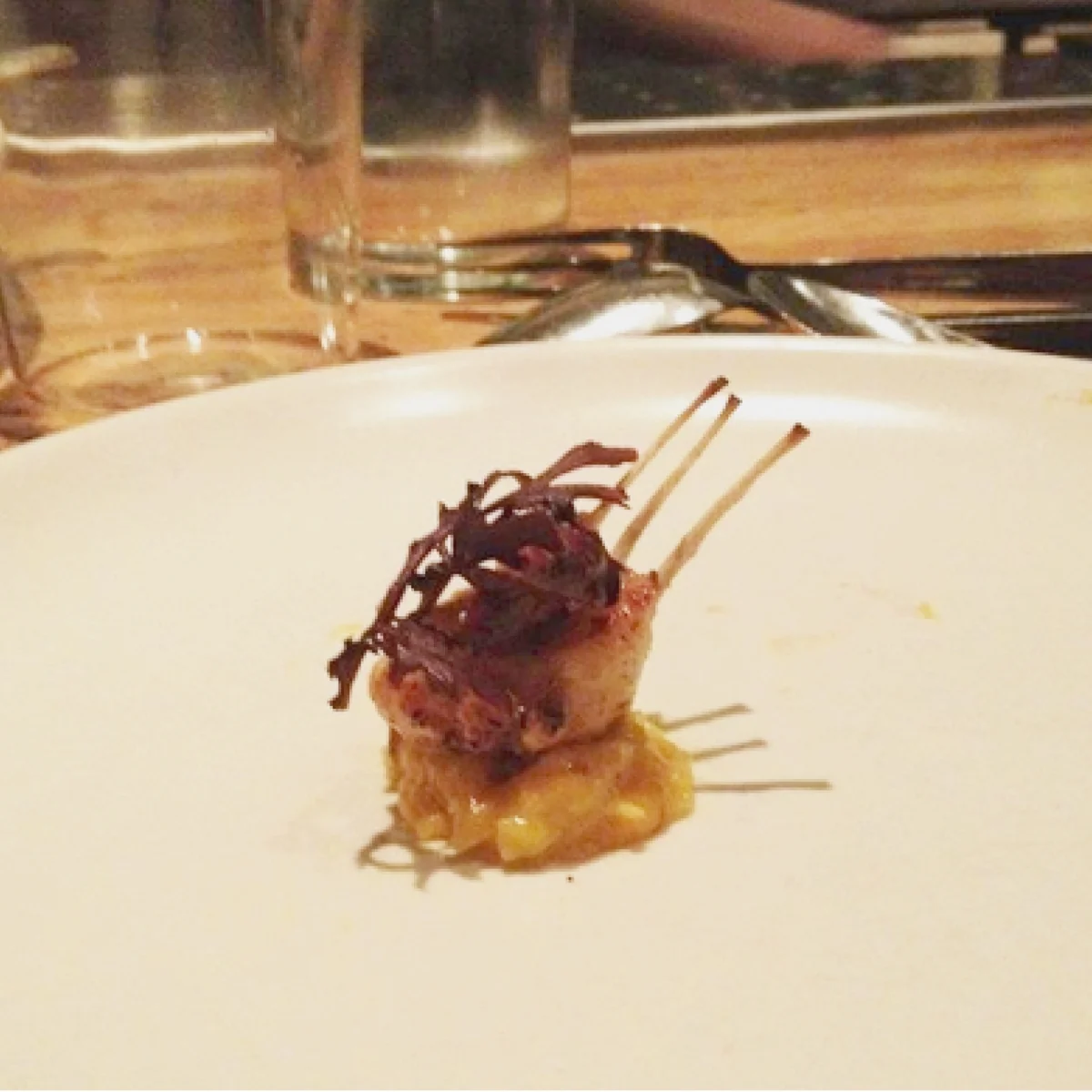 Rack of "lamb" + butternut purée + braised red cabbage.