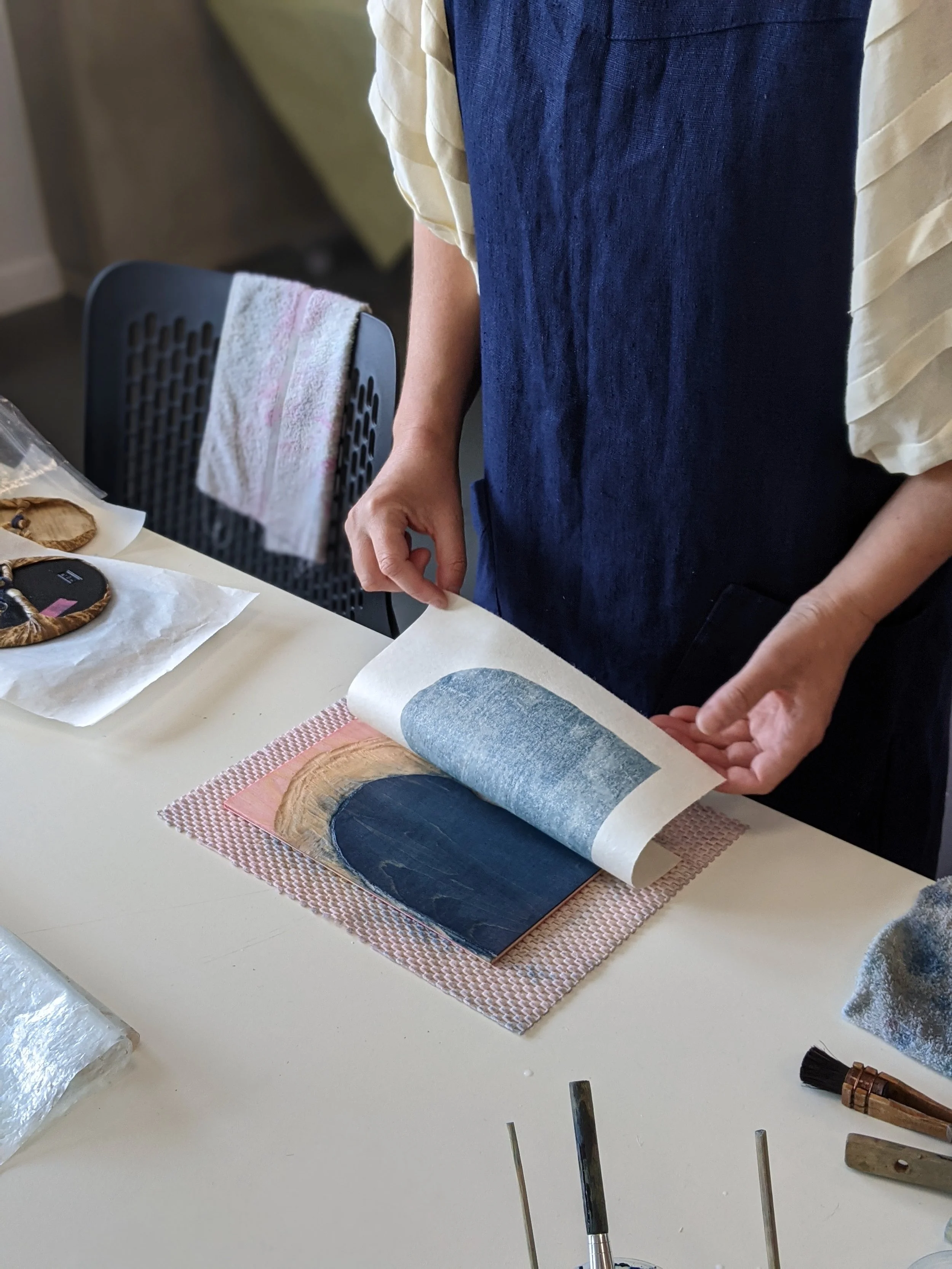 Mokuhanga one-to-one tuition UK workshop