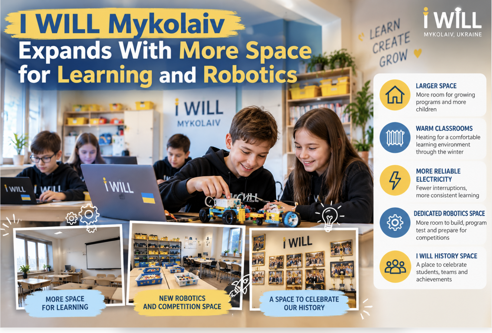 I WILL Mykolaiv Robotics School Expanded -  With More Space for Learning and Robotics