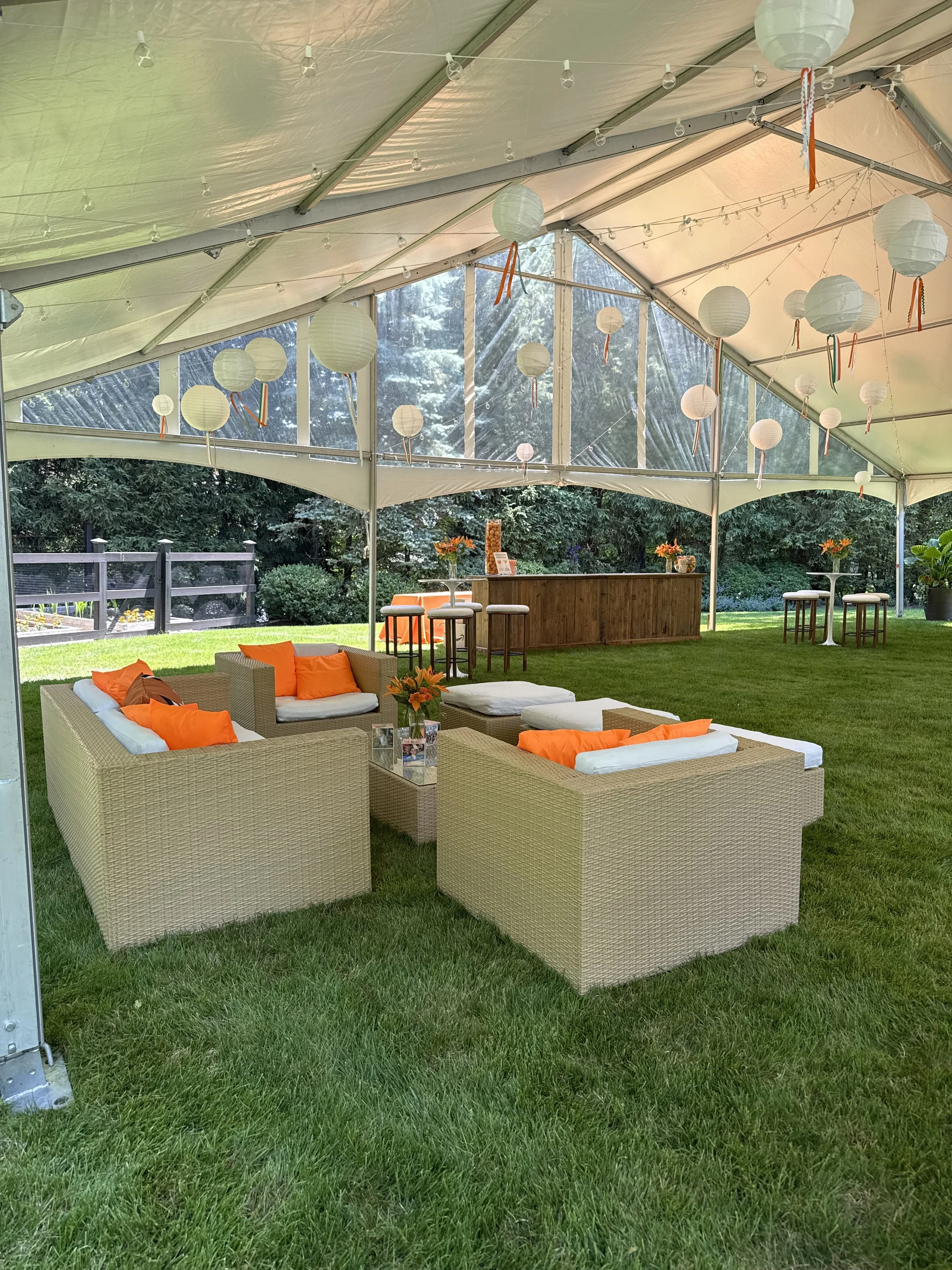 Custom tent for a graduation party at a private residence. 