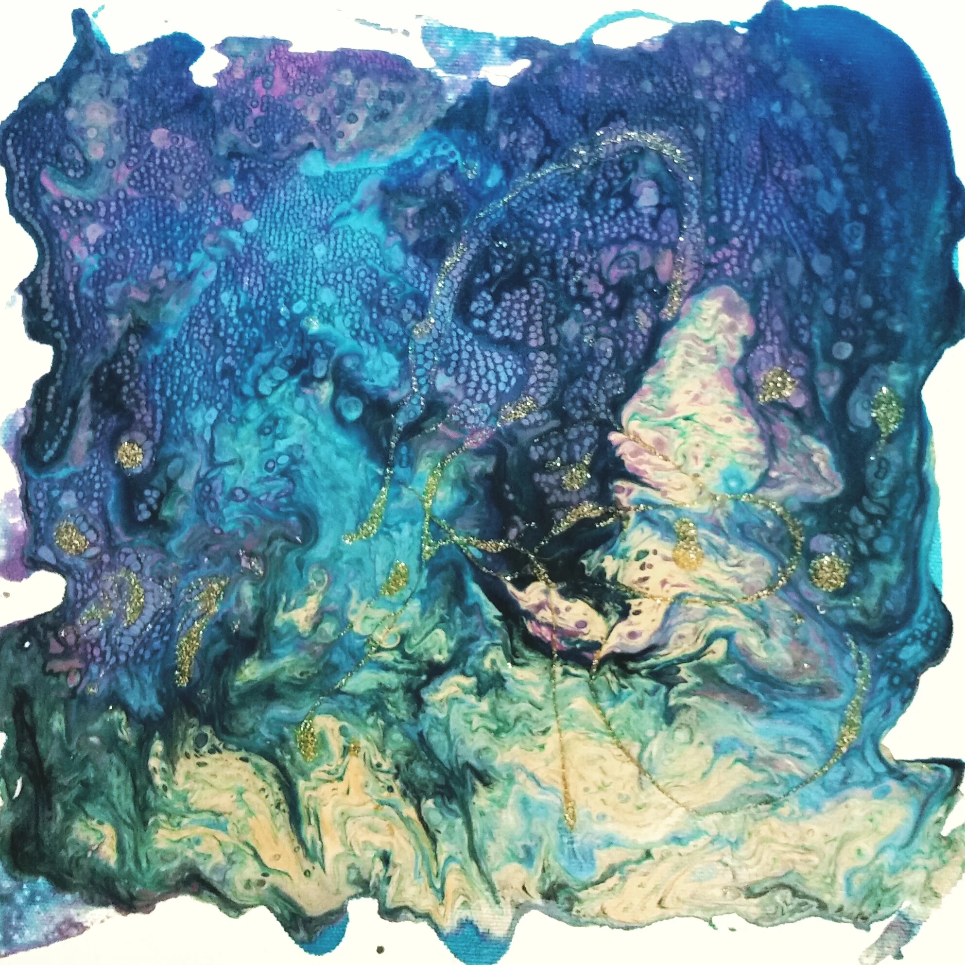 Pebeo Liquid Alkyd Oil paints: Vitrail, Vitrail Glitter, Fantasy Prisme and Fantasy Moon on canvas.