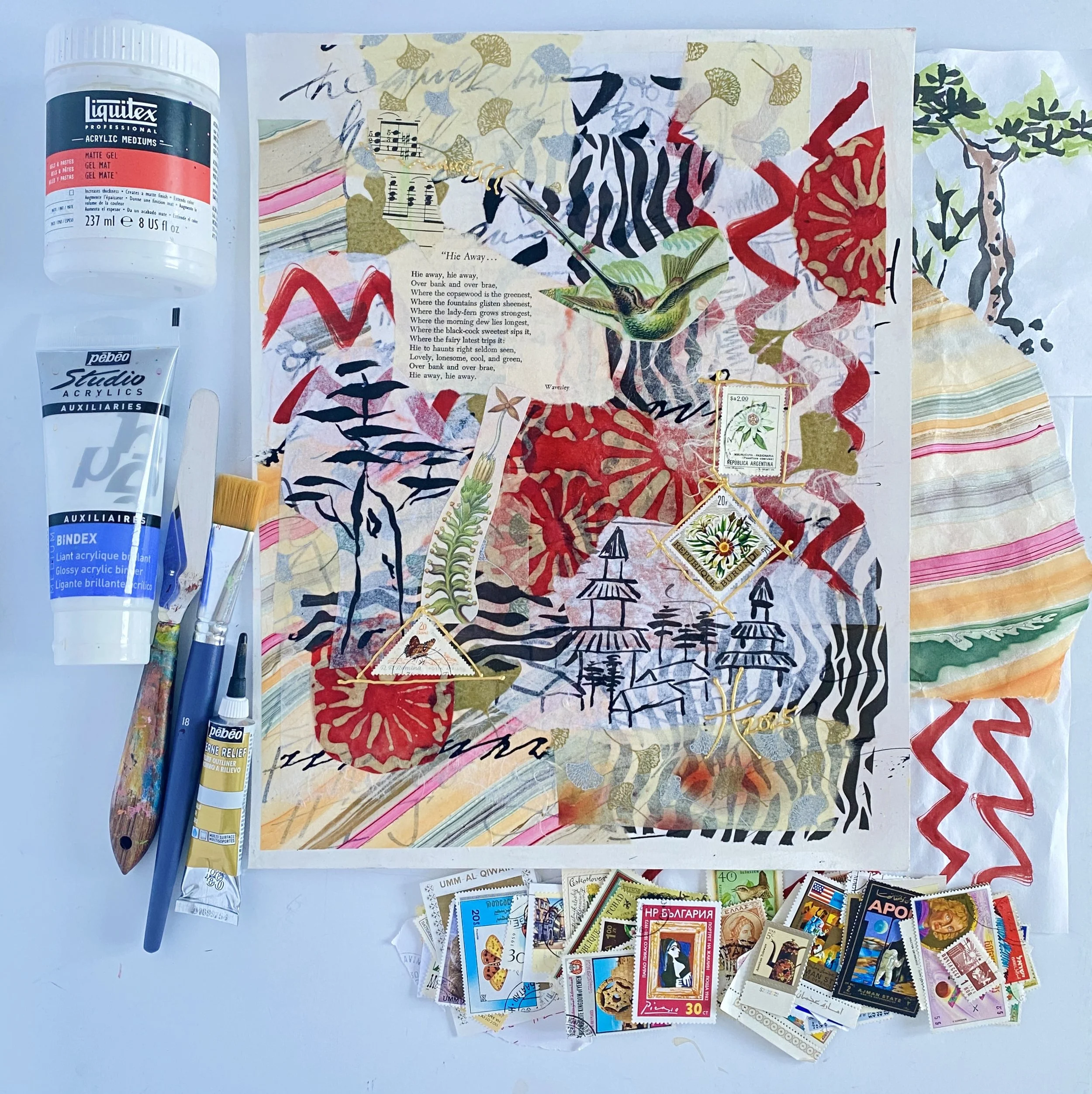 Rice Paper Collage Live Painting Class and Art Sale 