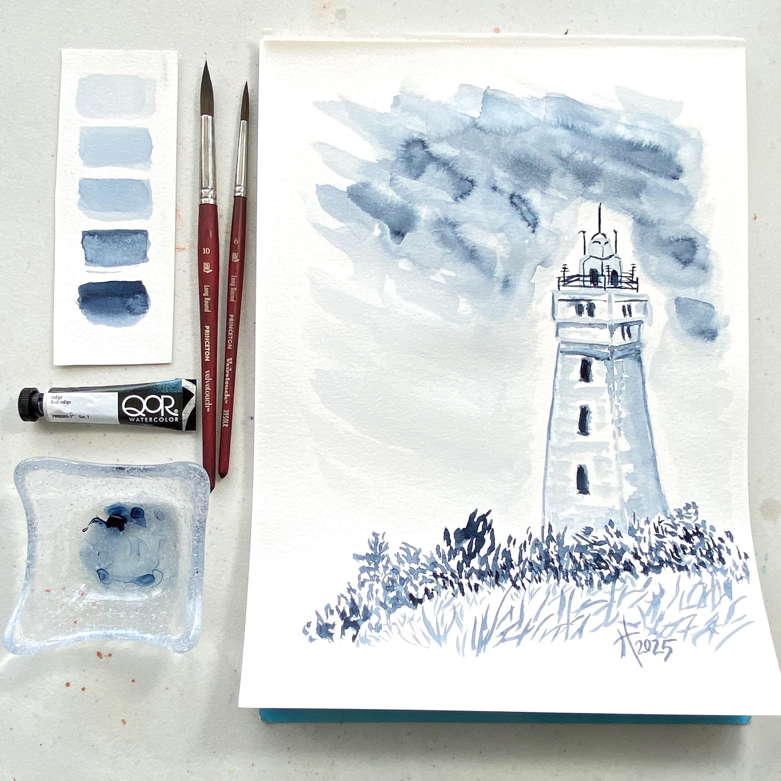 Monotone Watercolors Live Painting Class and Art Sale