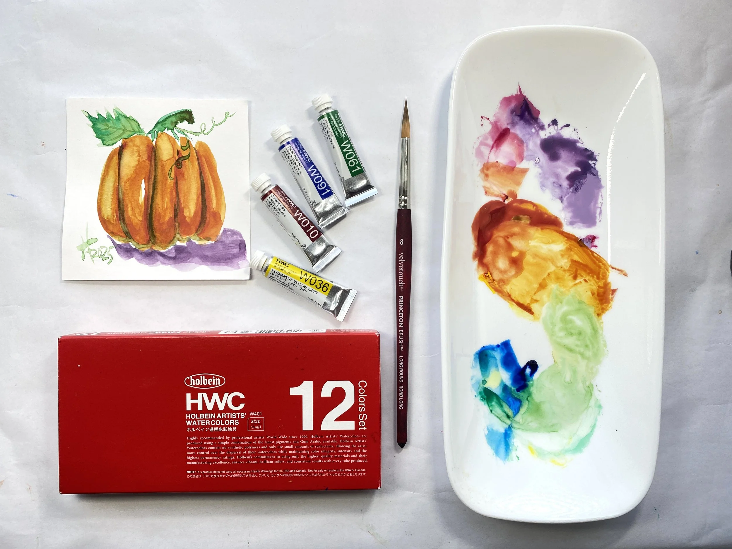 Amazon Live Watercolor Pumpkin Painting Class and Art Supply Sale