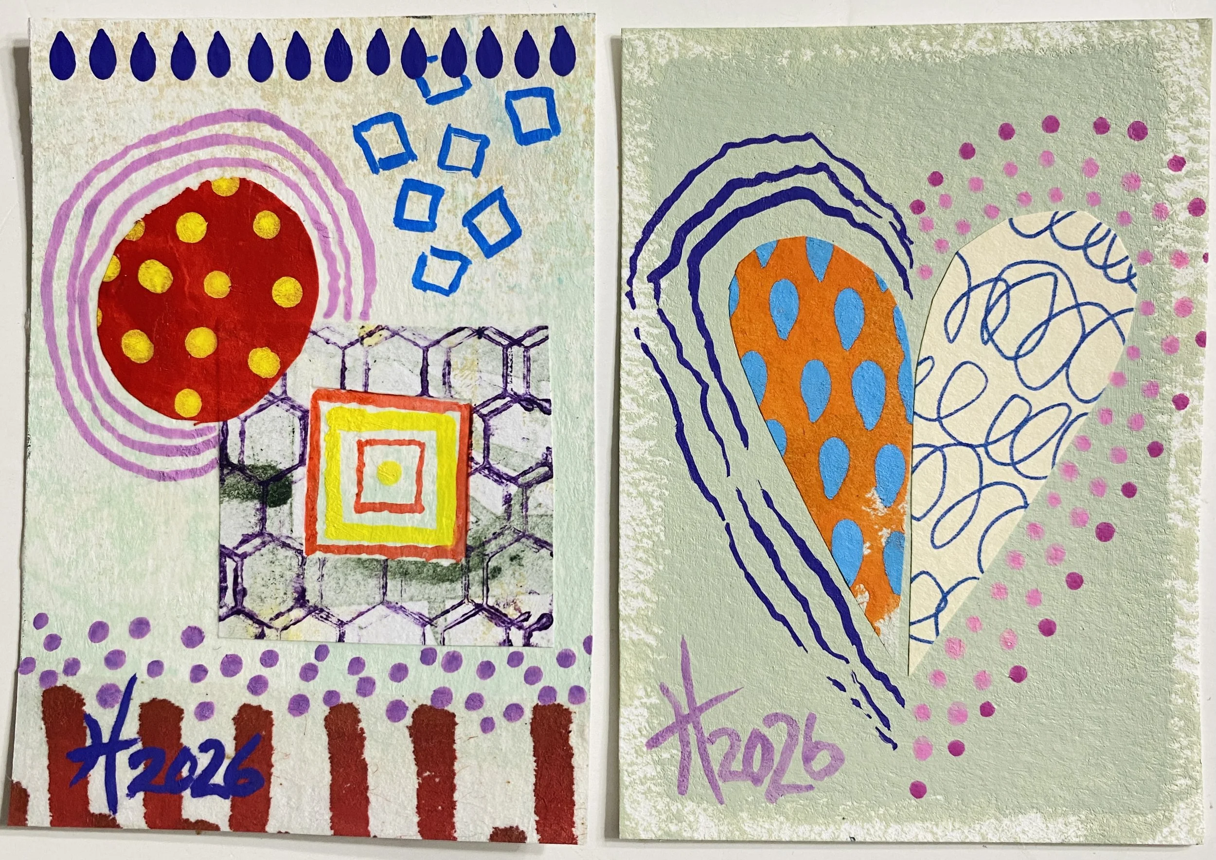 Handmade Collage Paper ATCs Live Painting Class and Art Sale