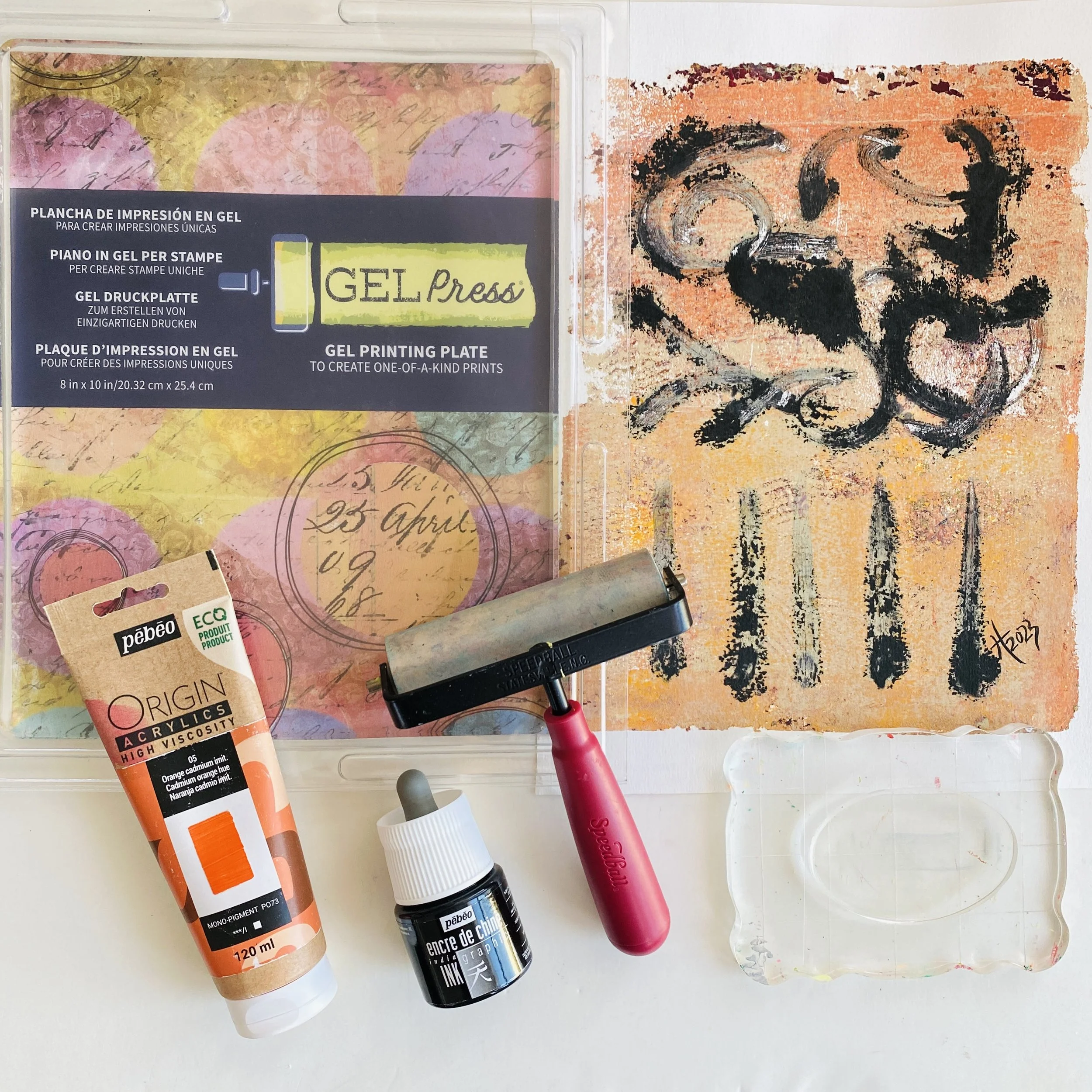 Gel Press Mono Printing Live Painting Class and Art Sale