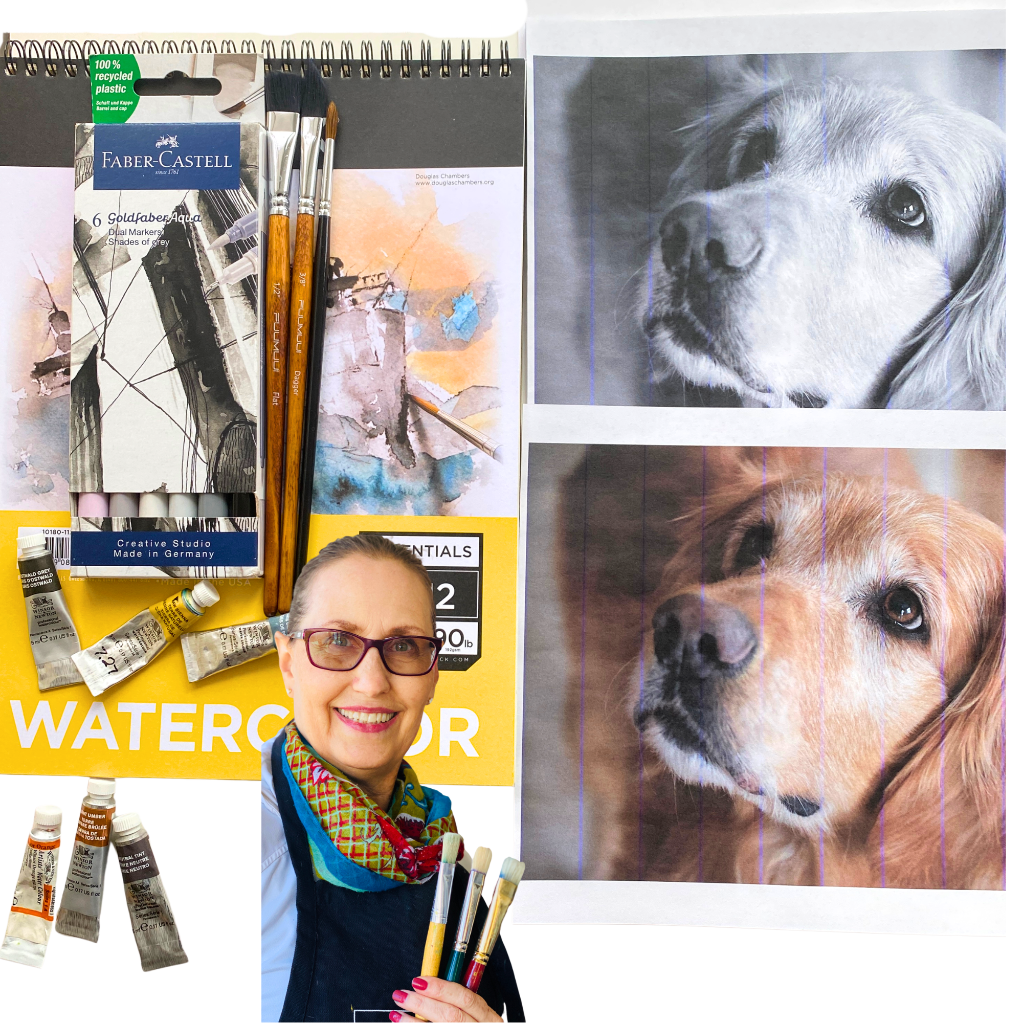 From Gray Values to Color Watercolor Live Painting Class and Art Sale
