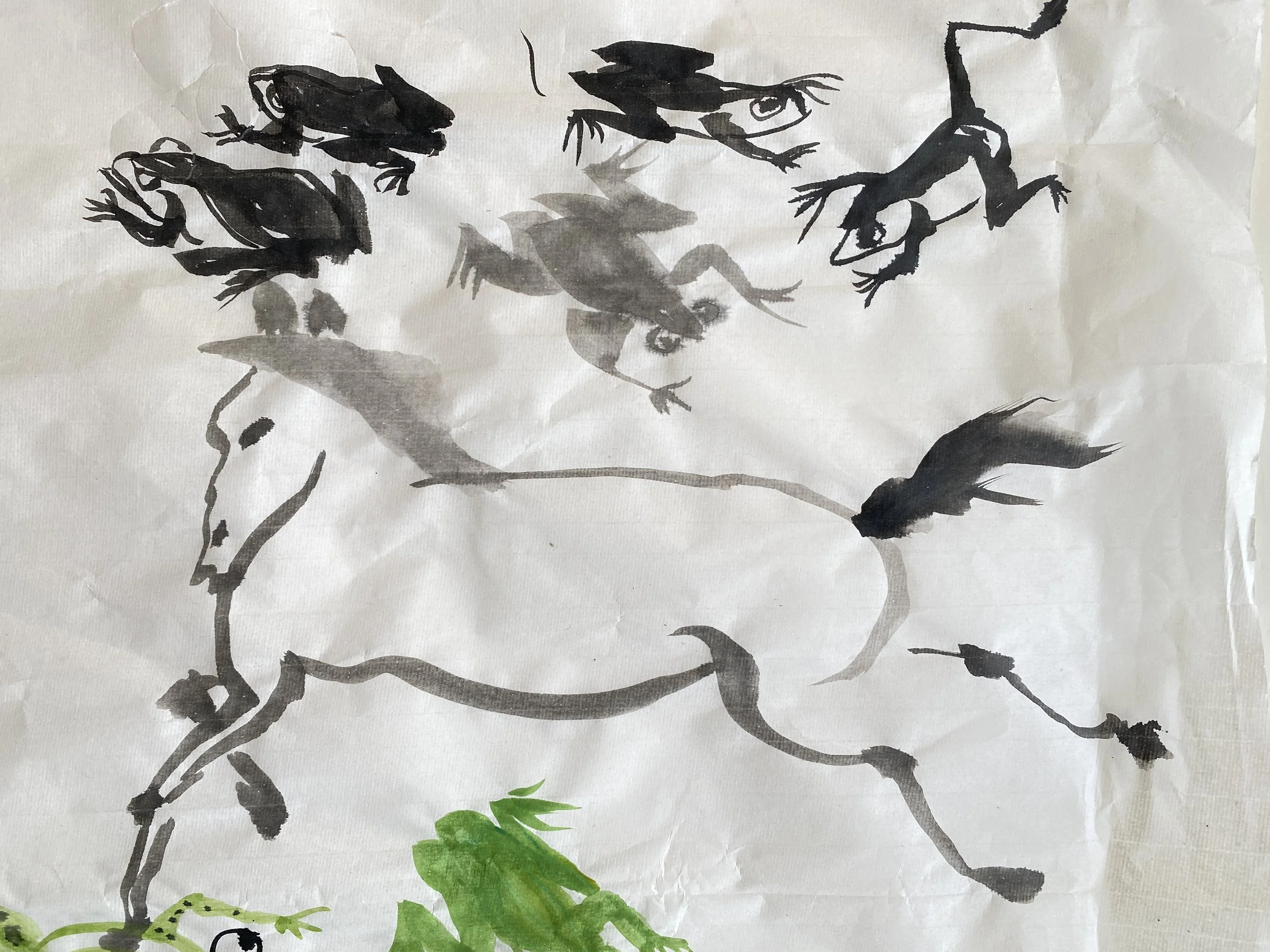 Simple Asian Brush Live Painting Class and Art Sale
